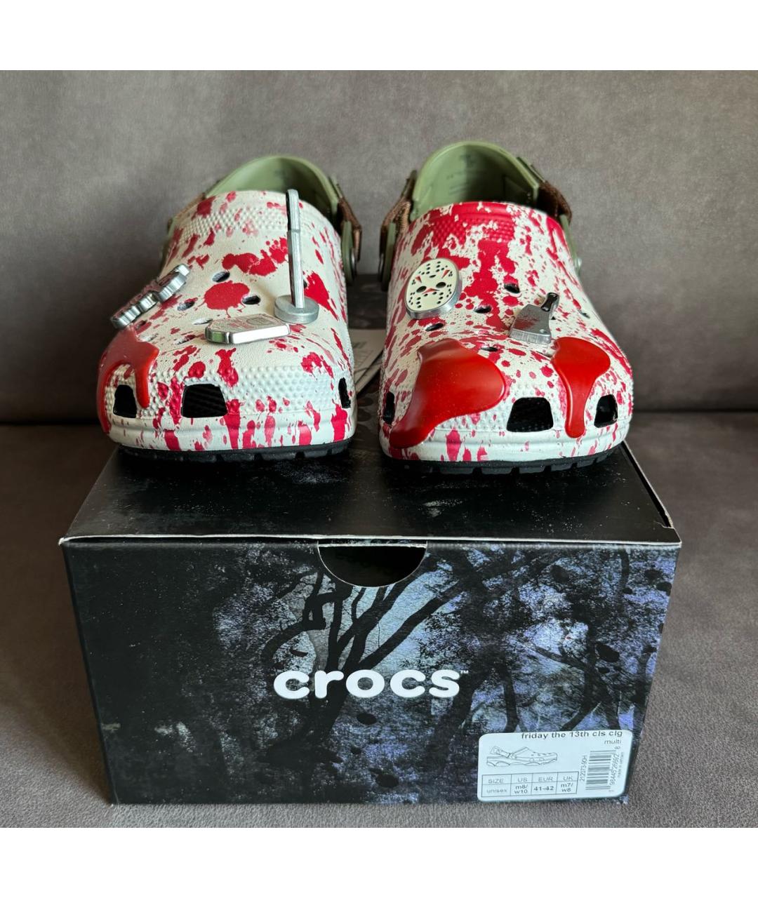 CROCS Красные резиновые шлепанцы, фото 2