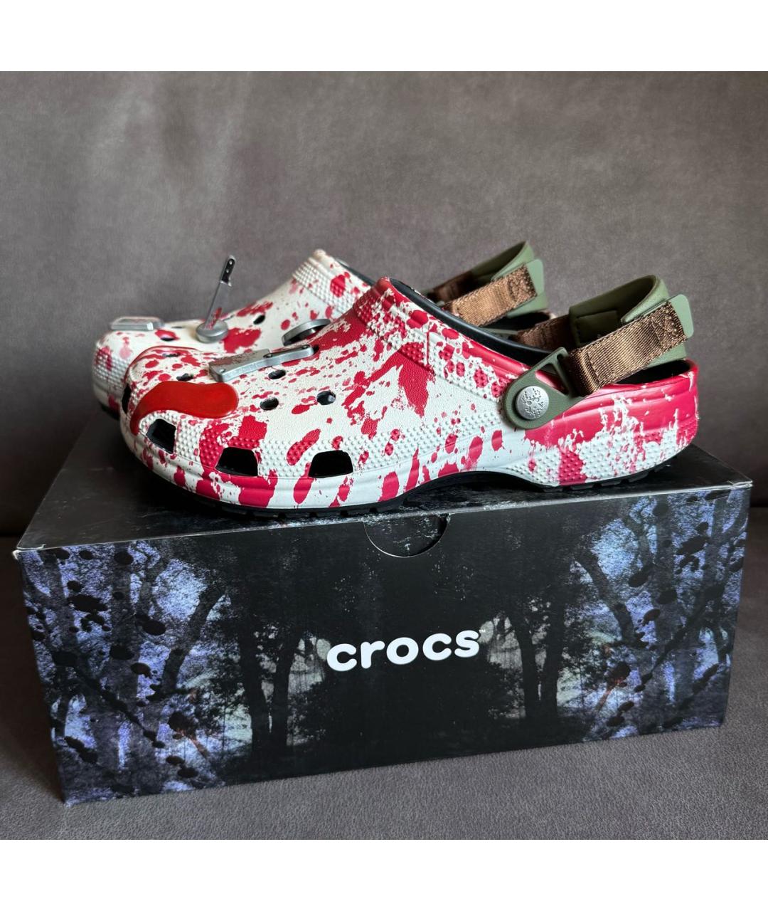 CROCS Красные резиновые шлепанцы, фото 4