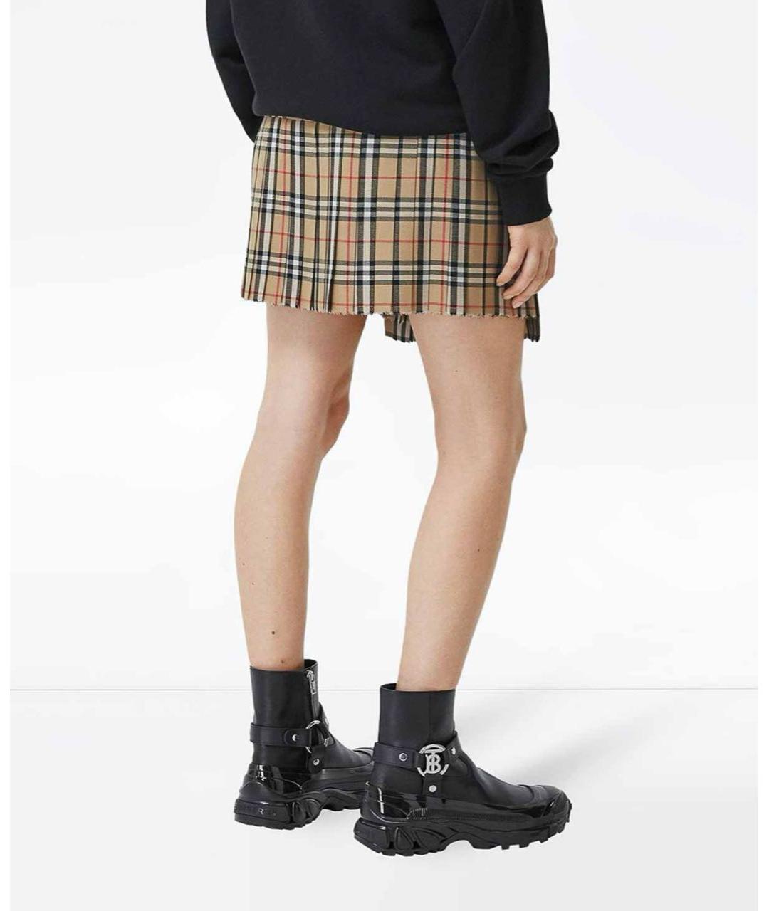 BURBERRY Бежевая шерстяная юбка мини, фото 6