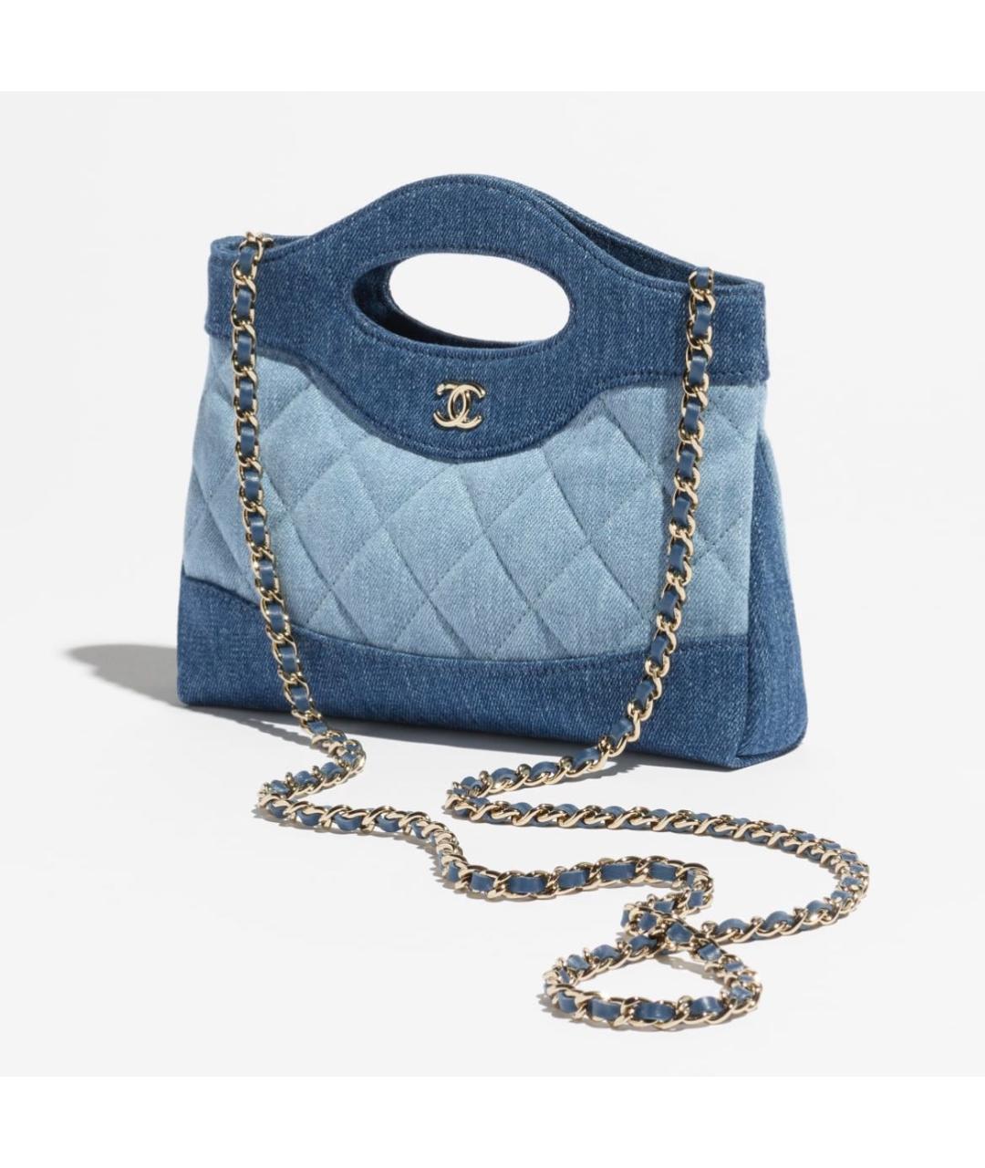 CHANEL Голубая деним сумка с короткими ручками, фото 2