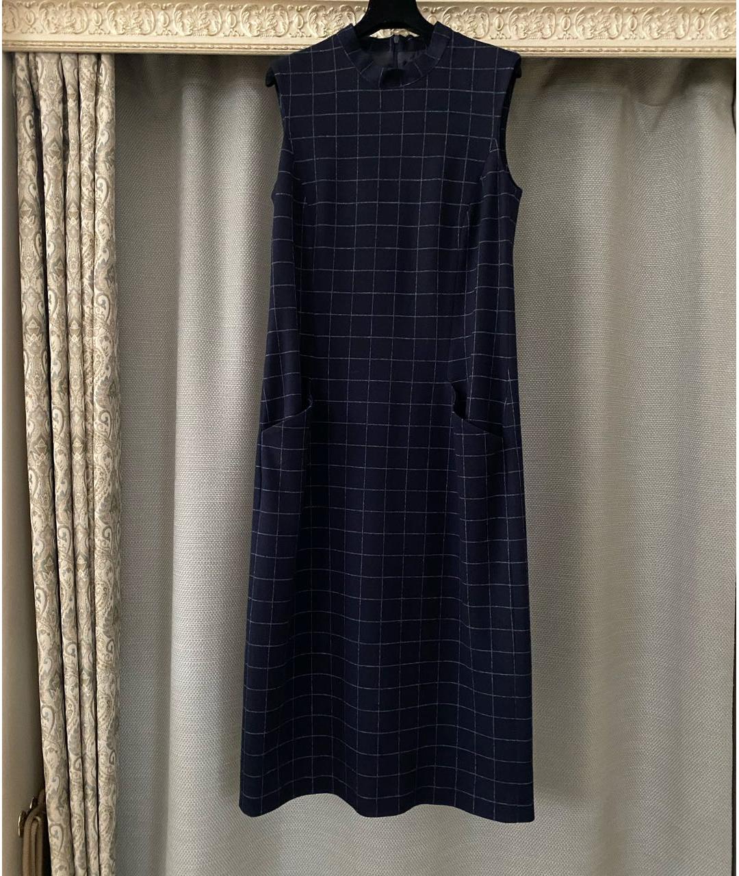 PESERICO Темно-синее шерстяное повседневное платье, фото 6