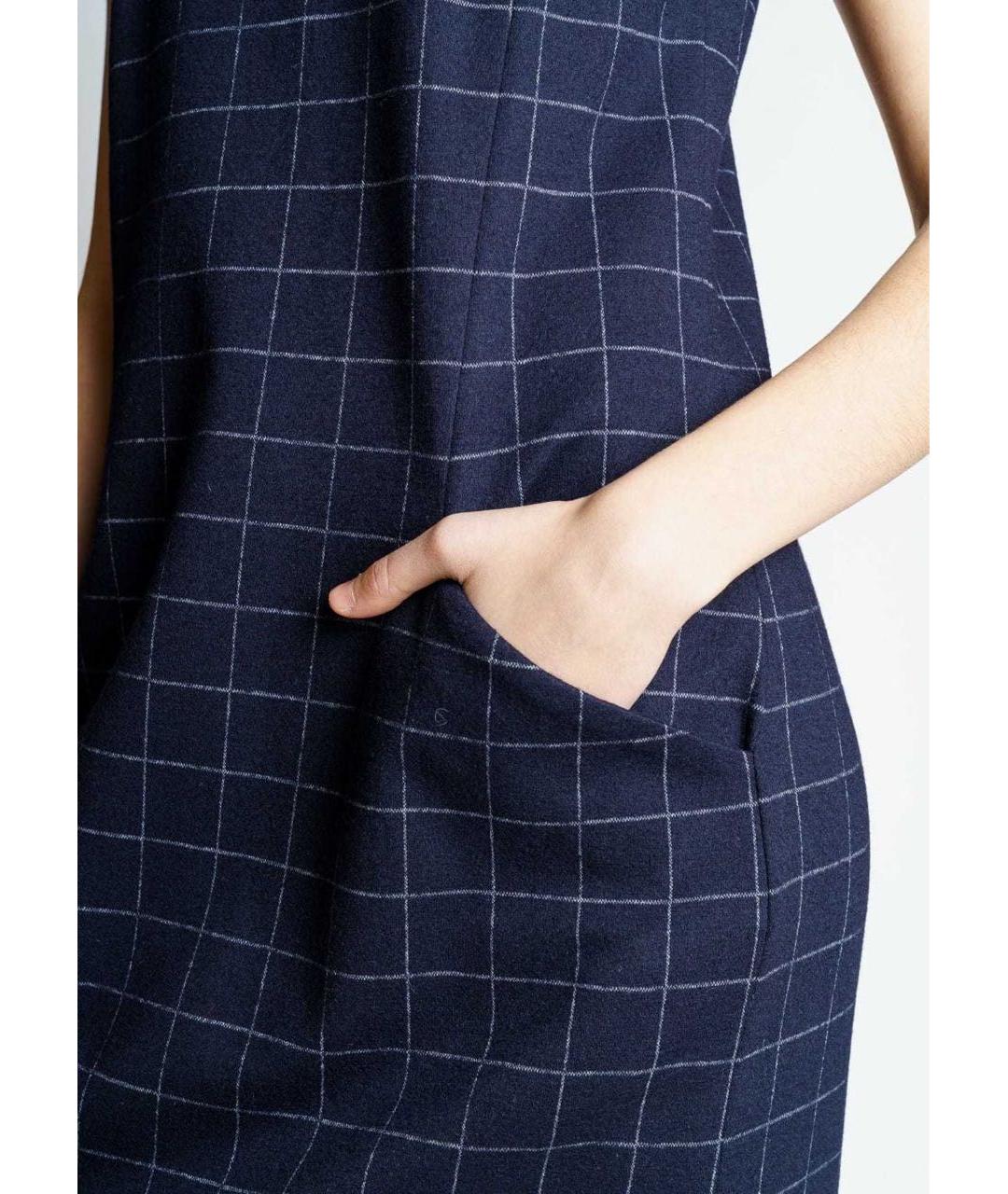 PESERICO Темно-синее шерстяное повседневное платье, фото 5