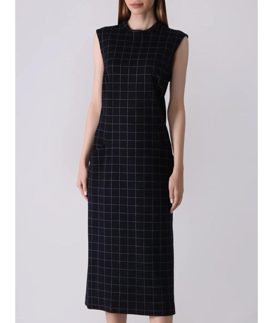 PESERICO Темно-синее шерстяное повседневное платье, фото 3