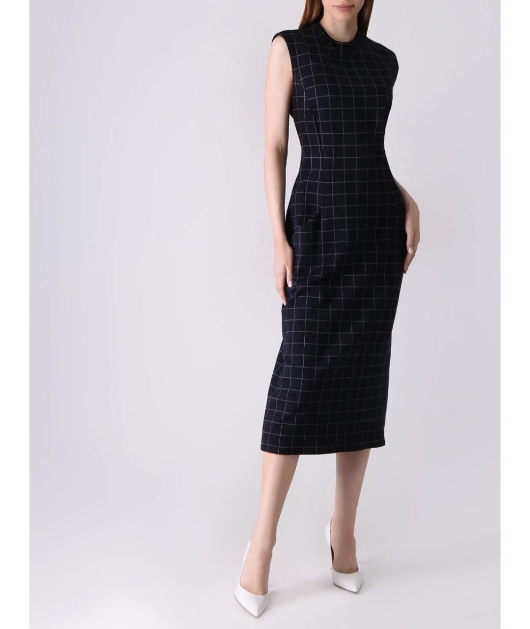 PESERICO Темно-синее шерстяное повседневное платье, фото 2