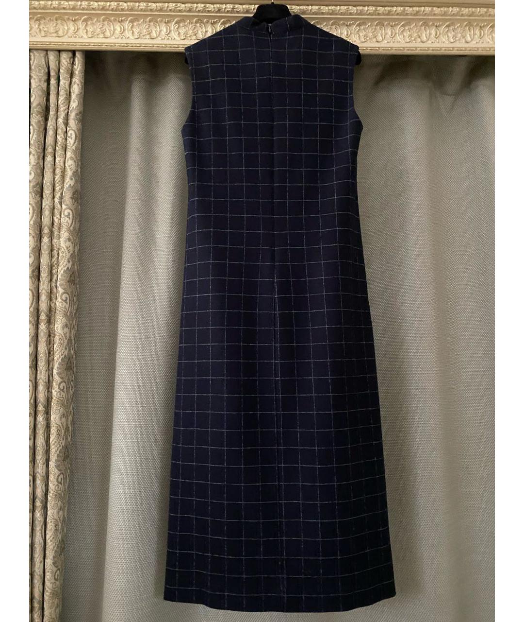 PESERICO Темно-синее шерстяное повседневное платье, фото 7