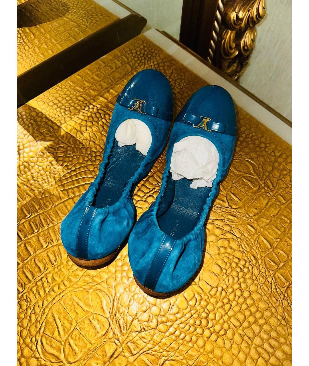 LOUIS VUITTON Бирюзовые замшевые балетки, фото 2