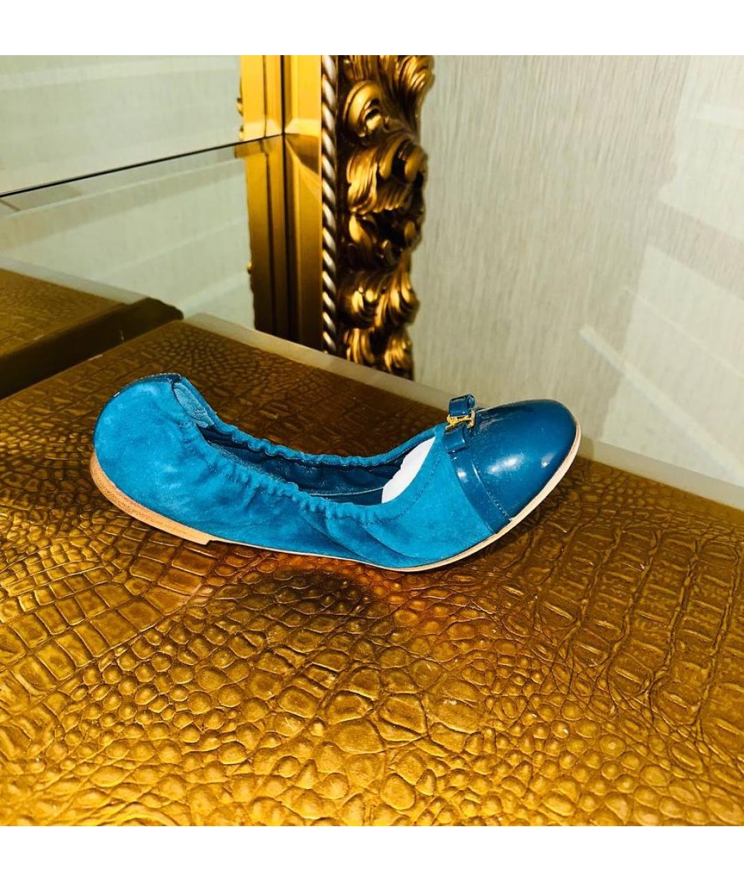 LOUIS VUITTON Бирюзовые замшевые балетки, фото 4