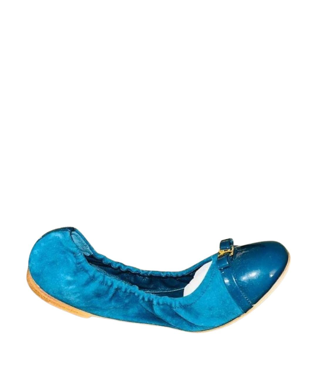 LOUIS VUITTON Бирюзовые замшевые балетки, фото 1