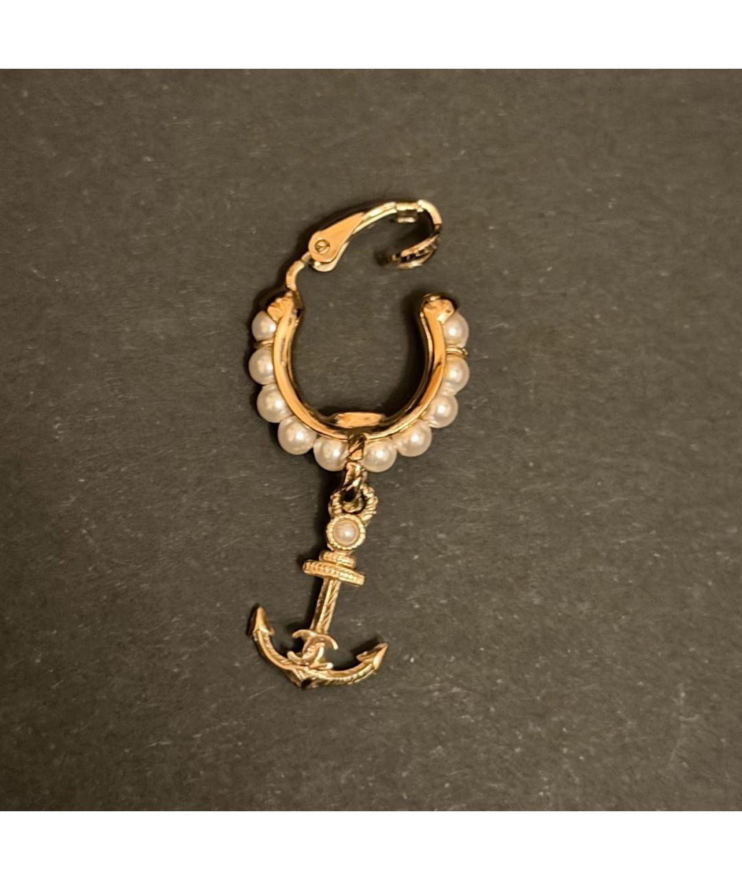 CHANEL Золотые металлические серьги, фото 5