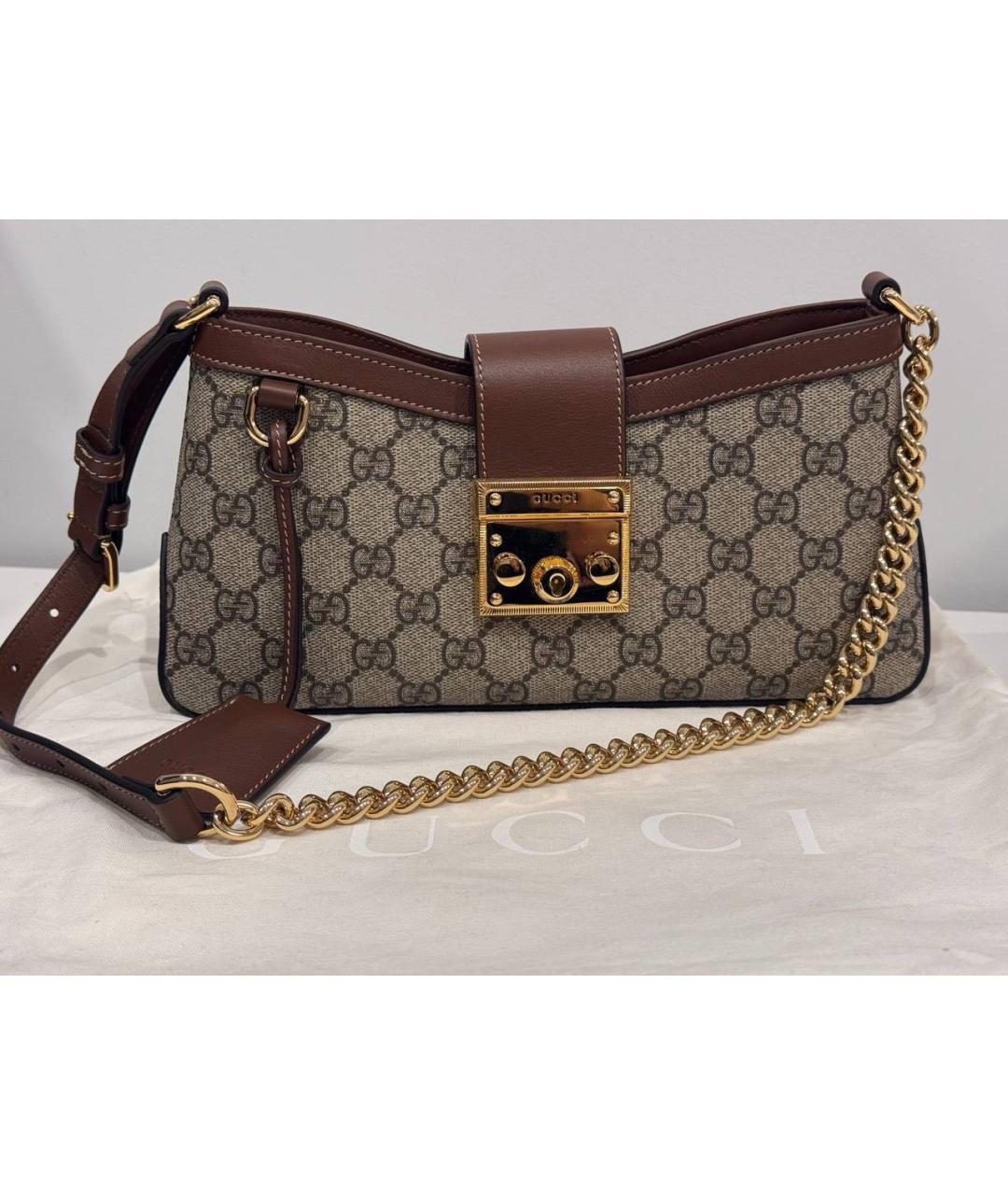 GUCCI Коричневая кожаная сумка через плечо, фото 2