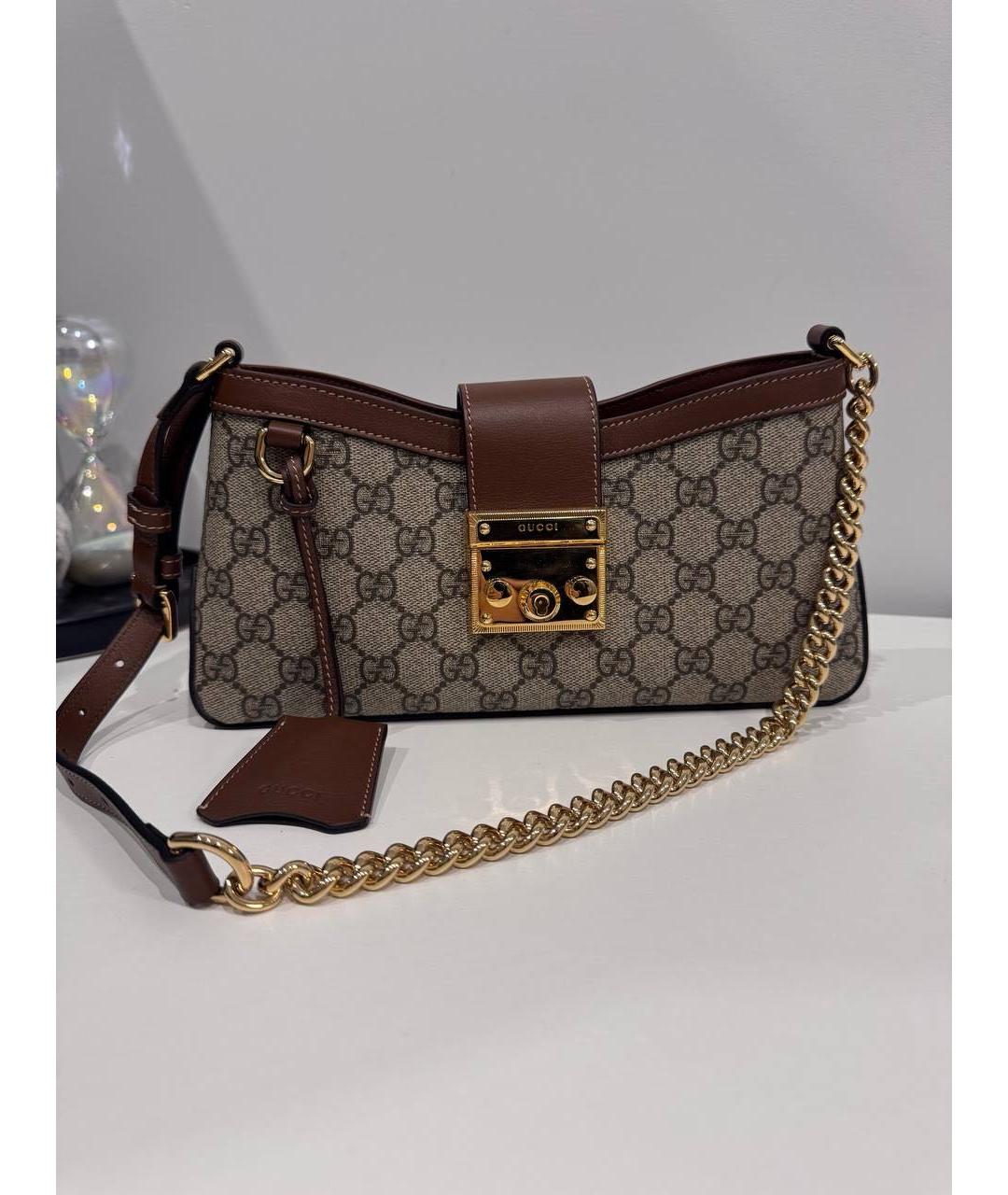 GUCCI Коричневая кожаная сумка через плечо, фото 9