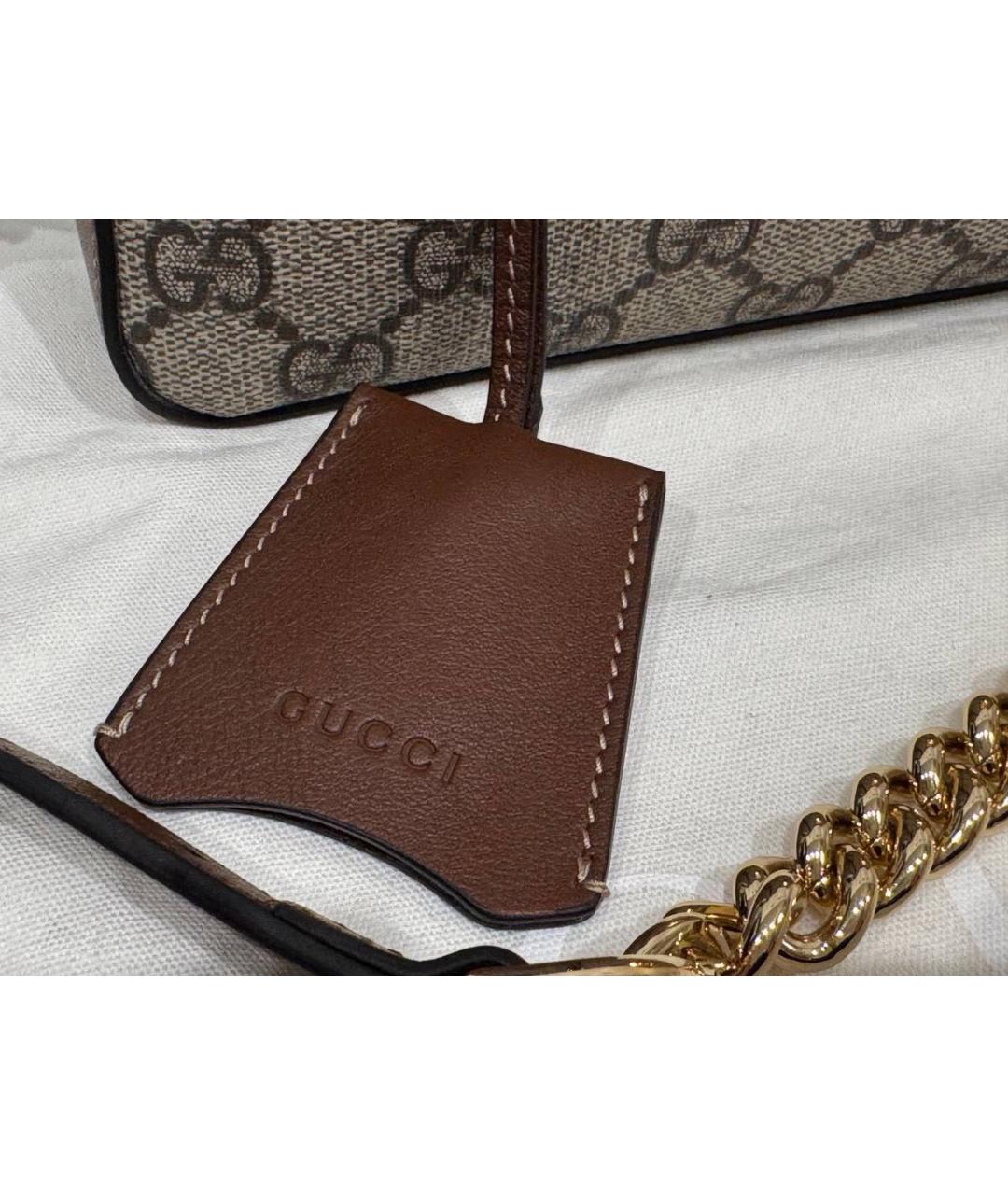 GUCCI Коричневая кожаная сумка через плечо, фото 6