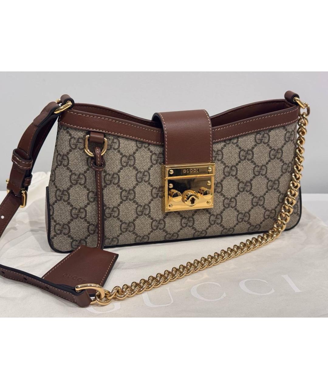 GUCCI Коричневая кожаная сумка через плечо, фото 5