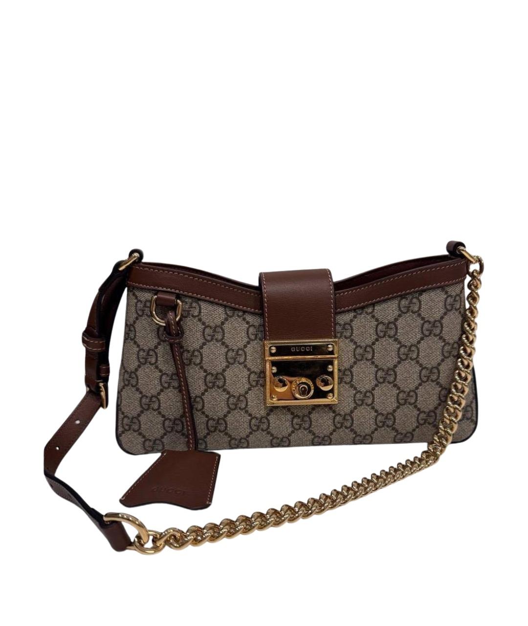 GUCCI Коричневая кожаная сумка через плечо, фото 1