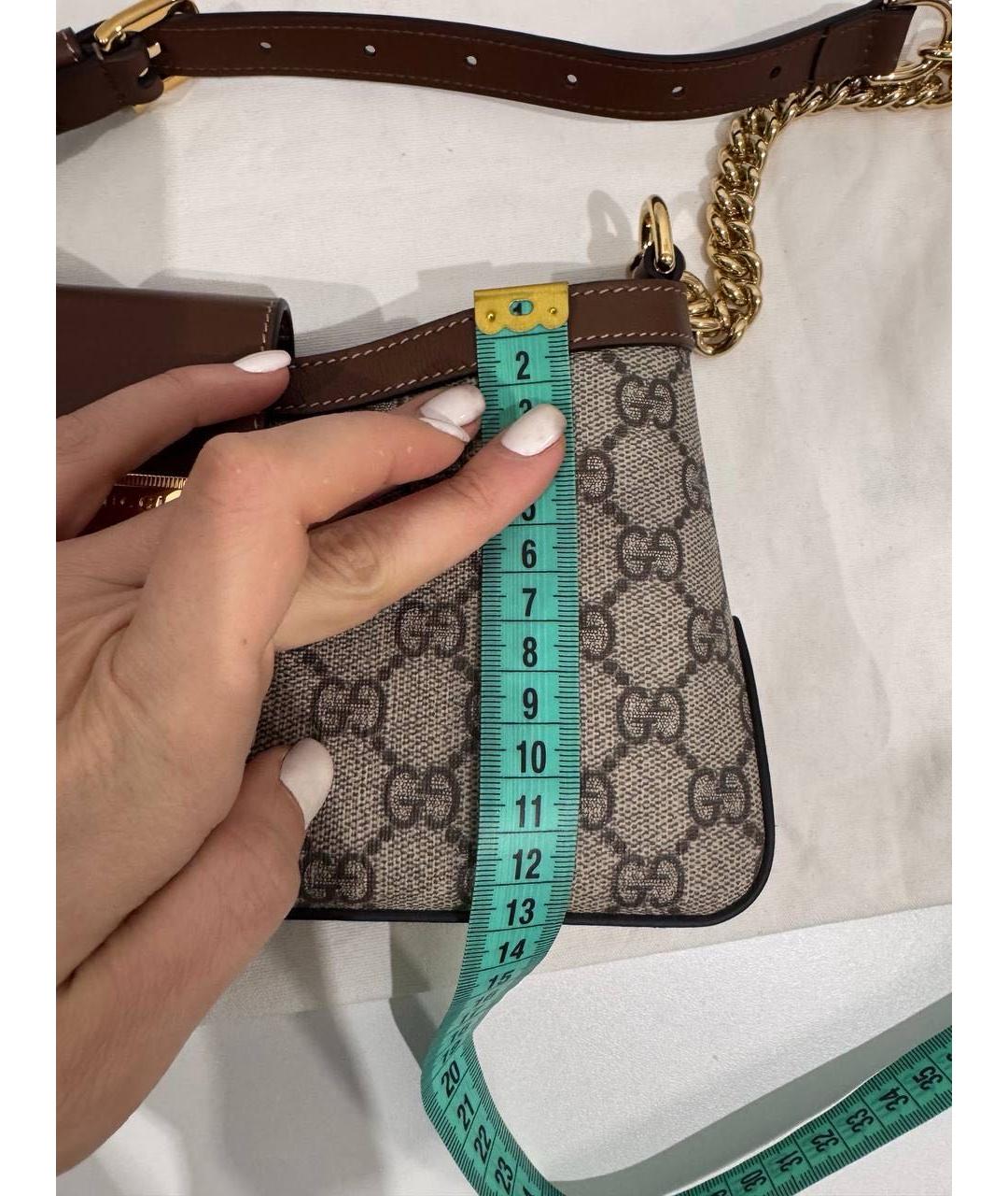 GUCCI Коричневая кожаная сумка через плечо, фото 7