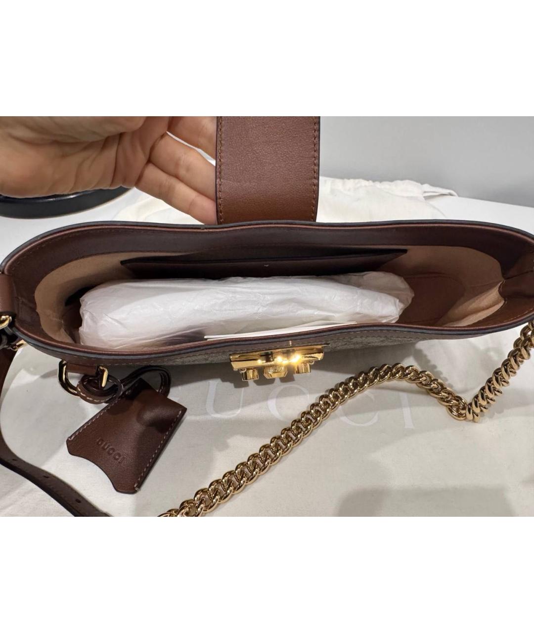 GUCCI Коричневая кожаная сумка через плечо, фото 4