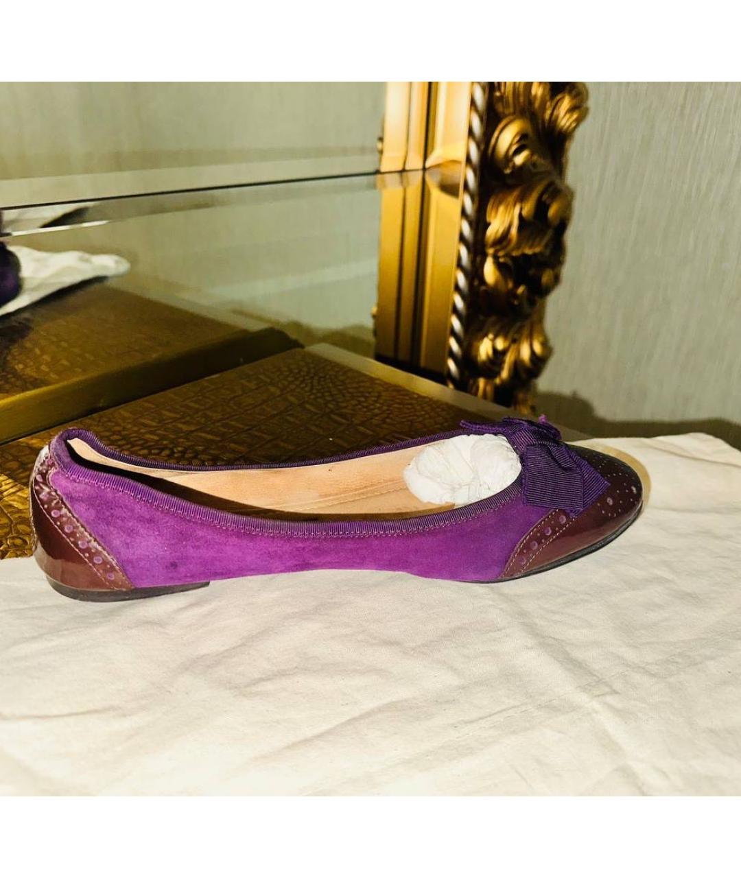 FERRAGAMO Фиолетовые замшевые балетки, фото 4