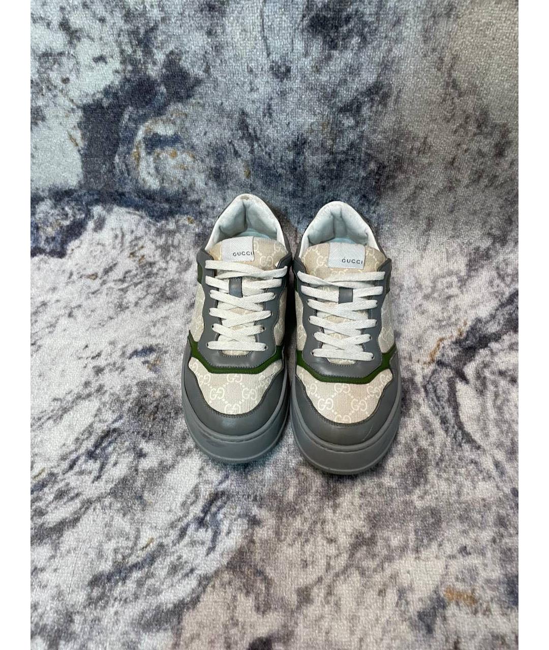 GUCCI Белые кожаные низкие кроссовки / кеды, фото 3