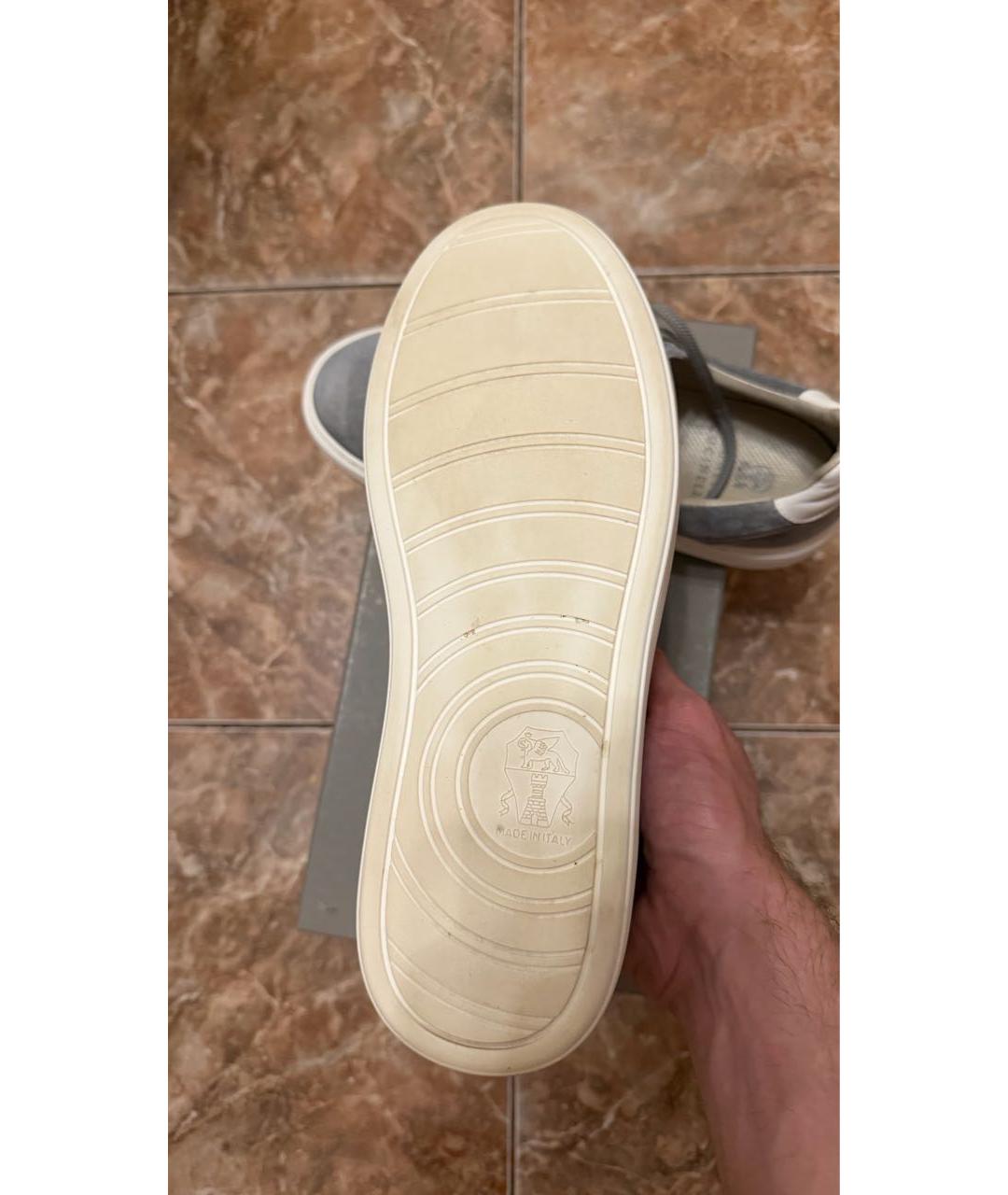 BRUNELLO CUCINELLI Серые замшевые низкие кроссовки / кеды, фото 6