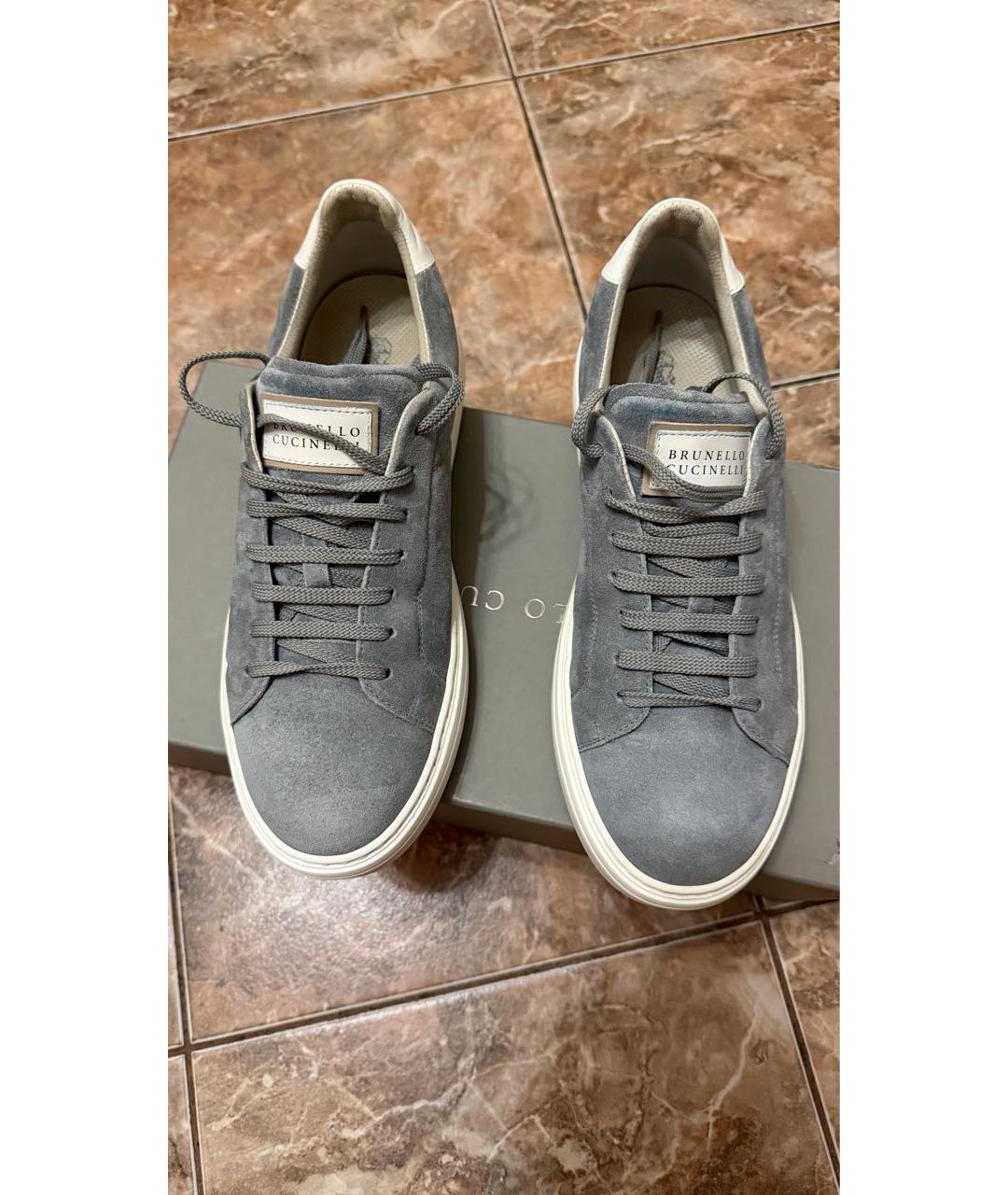 BRUNELLO CUCINELLI Серые замшевые низкие кроссовки / кеды, фото 2