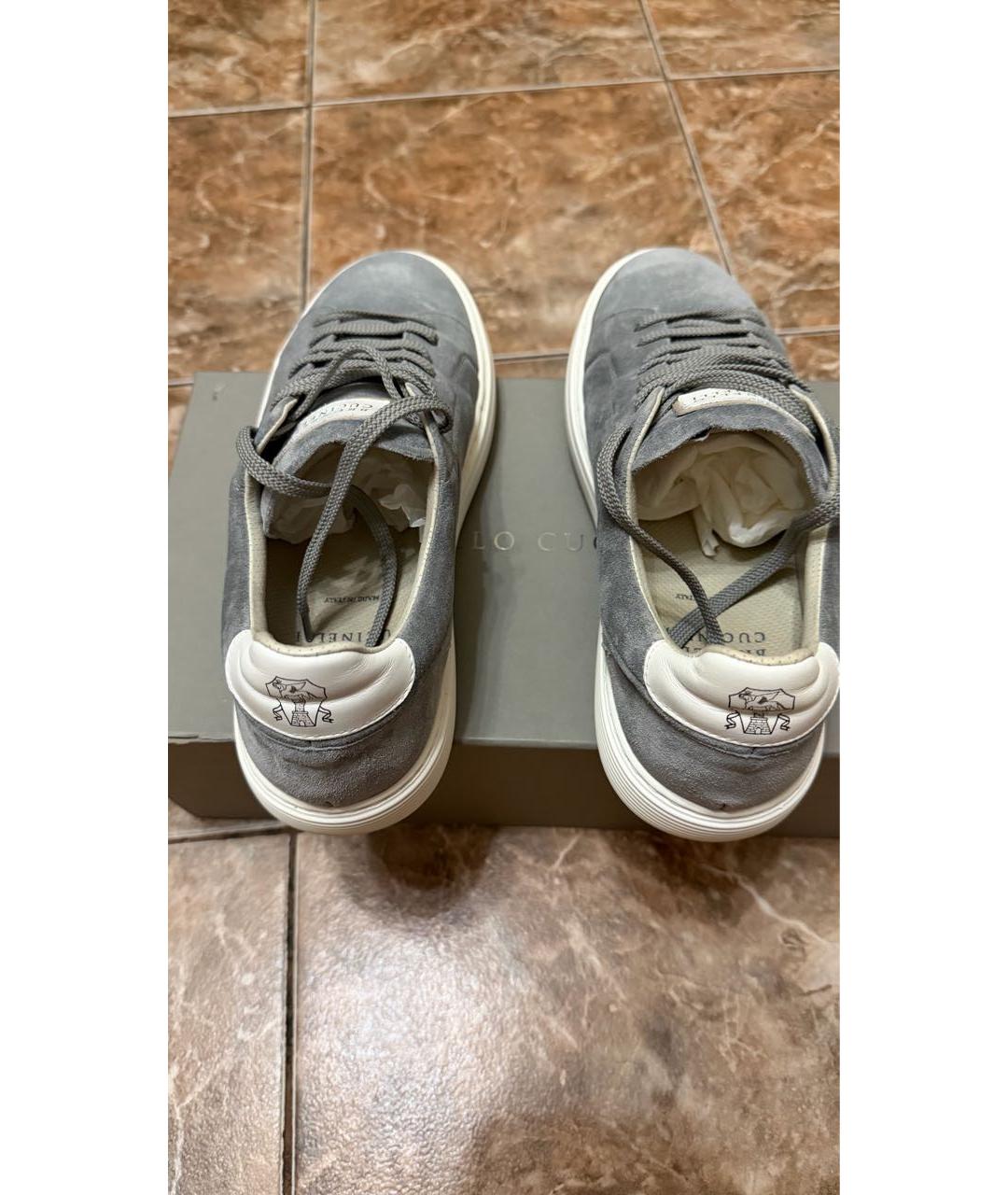 BRUNELLO CUCINELLI Серые замшевые низкие кроссовки / кеды, фото 4