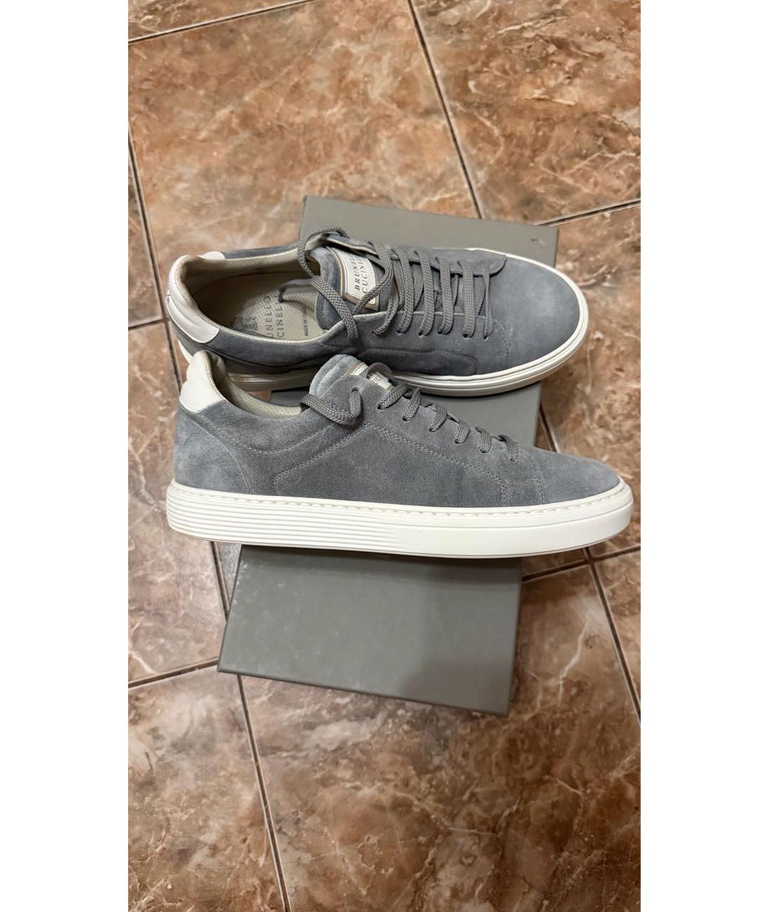 BRUNELLO CUCINELLI Серые замшевые низкие кроссовки / кеды, фото 8