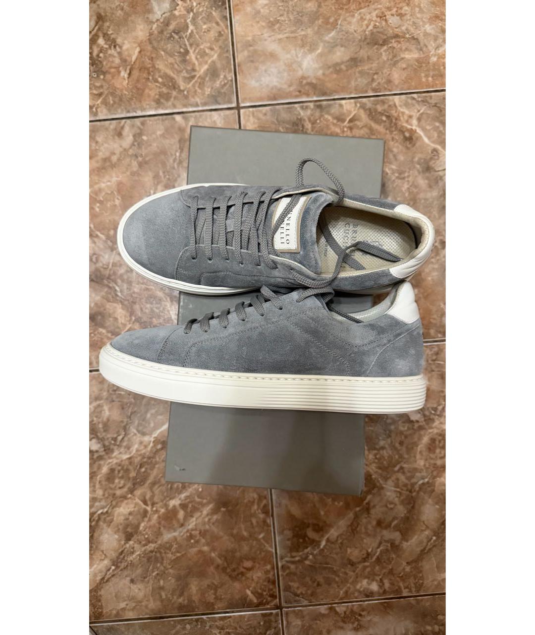 BRUNELLO CUCINELLI Серые замшевые низкие кроссовки / кеды, фото 5