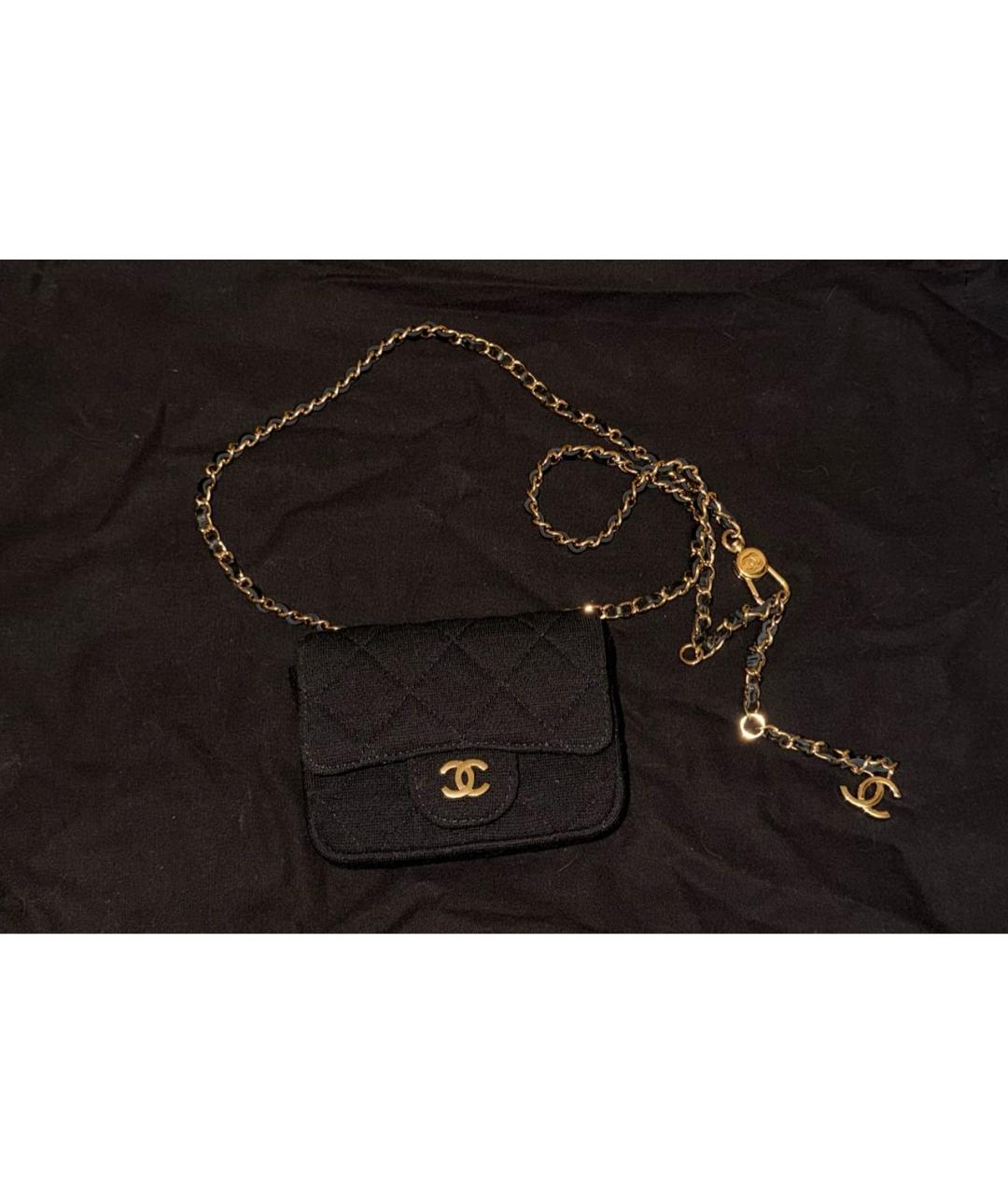 CHANEL Черная тканевая поясная сумка, фото 7