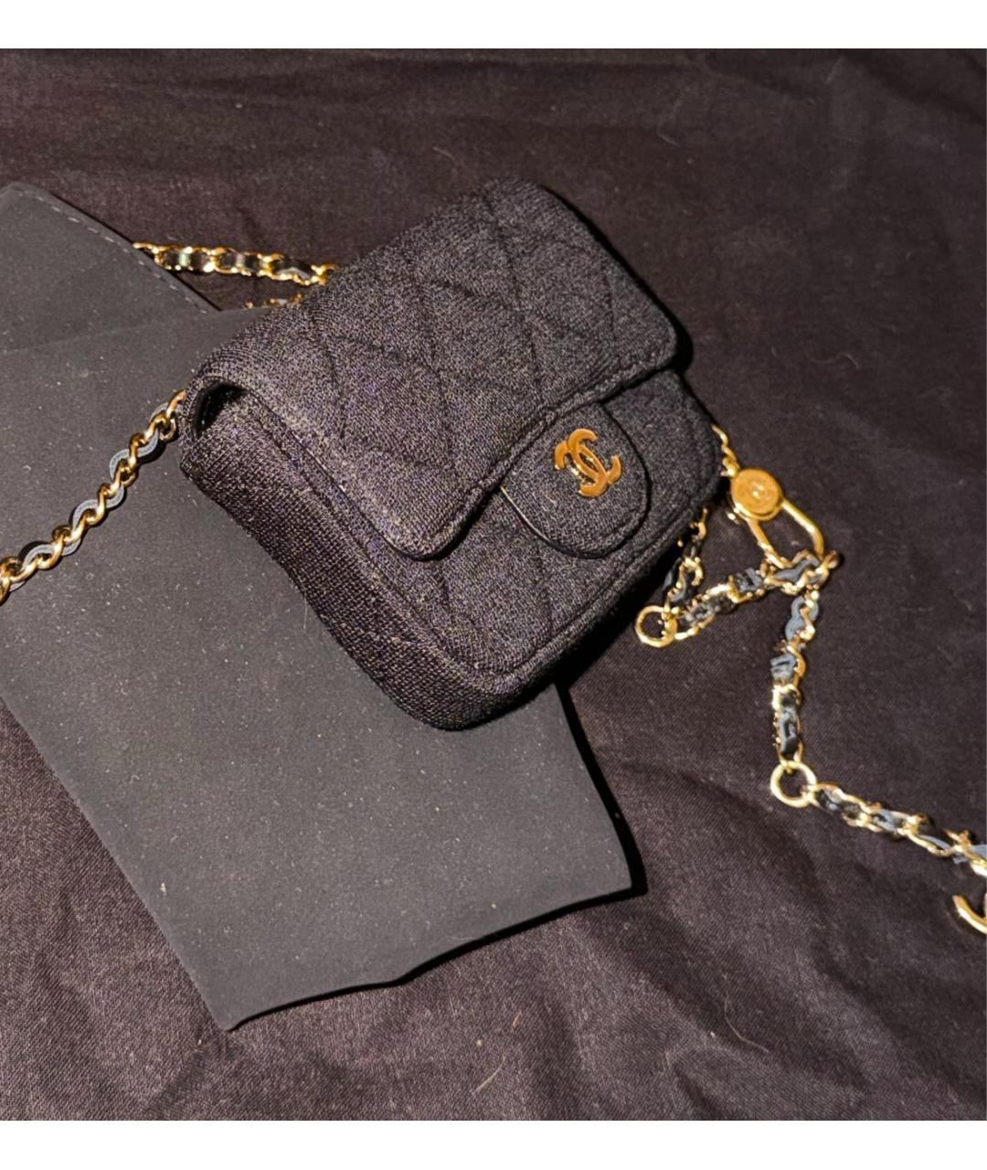 CHANEL Черная тканевая поясная сумка, фото 2