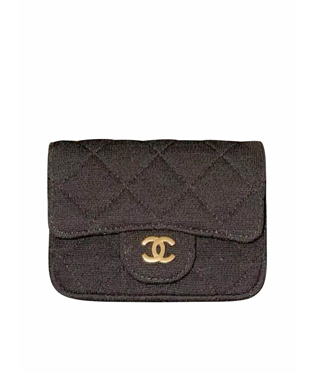 CHANEL Черная тканевая поясная сумка, фото 1