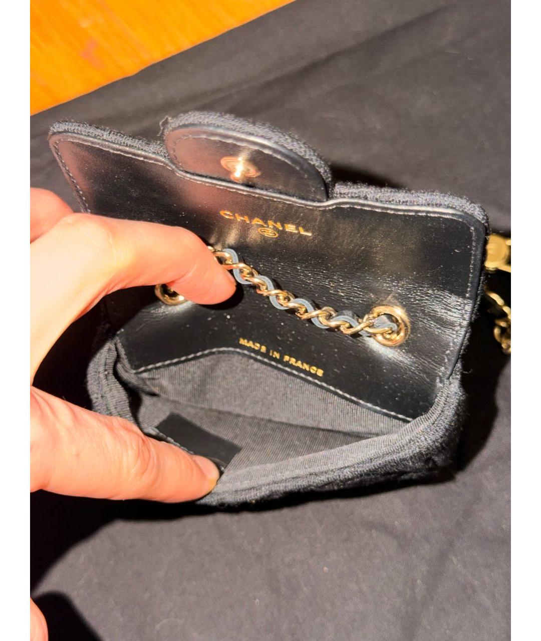 CHANEL Черная тканевая поясная сумка, фото 4