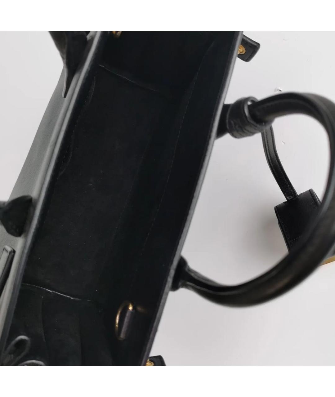 SAINT LAURENT Черная кожаная сумка тоут, фото 5