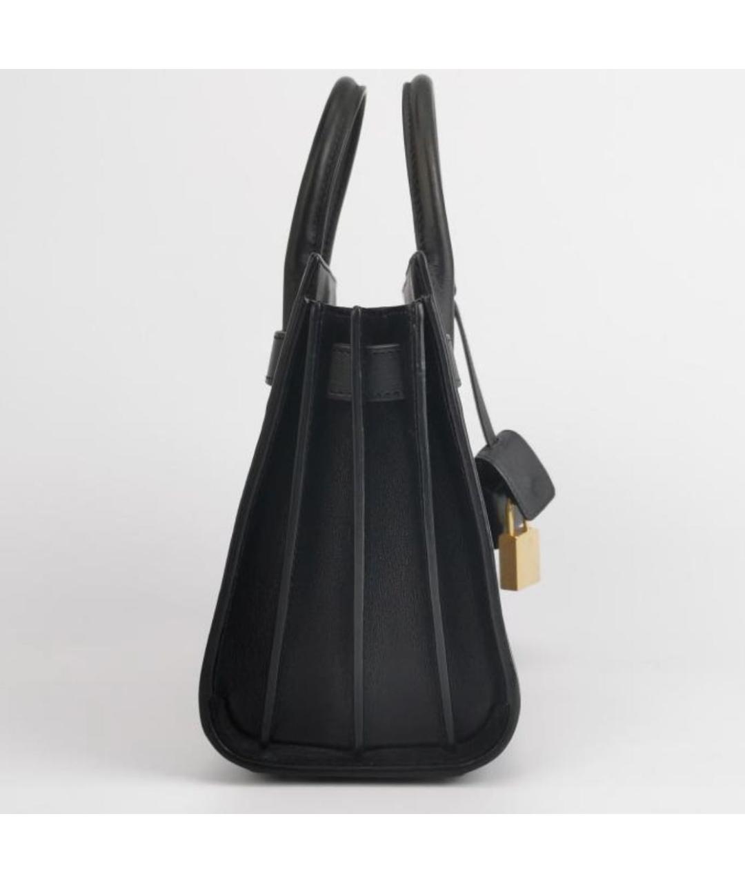 SAINT LAURENT Черная кожаная сумка тоут, фото 4