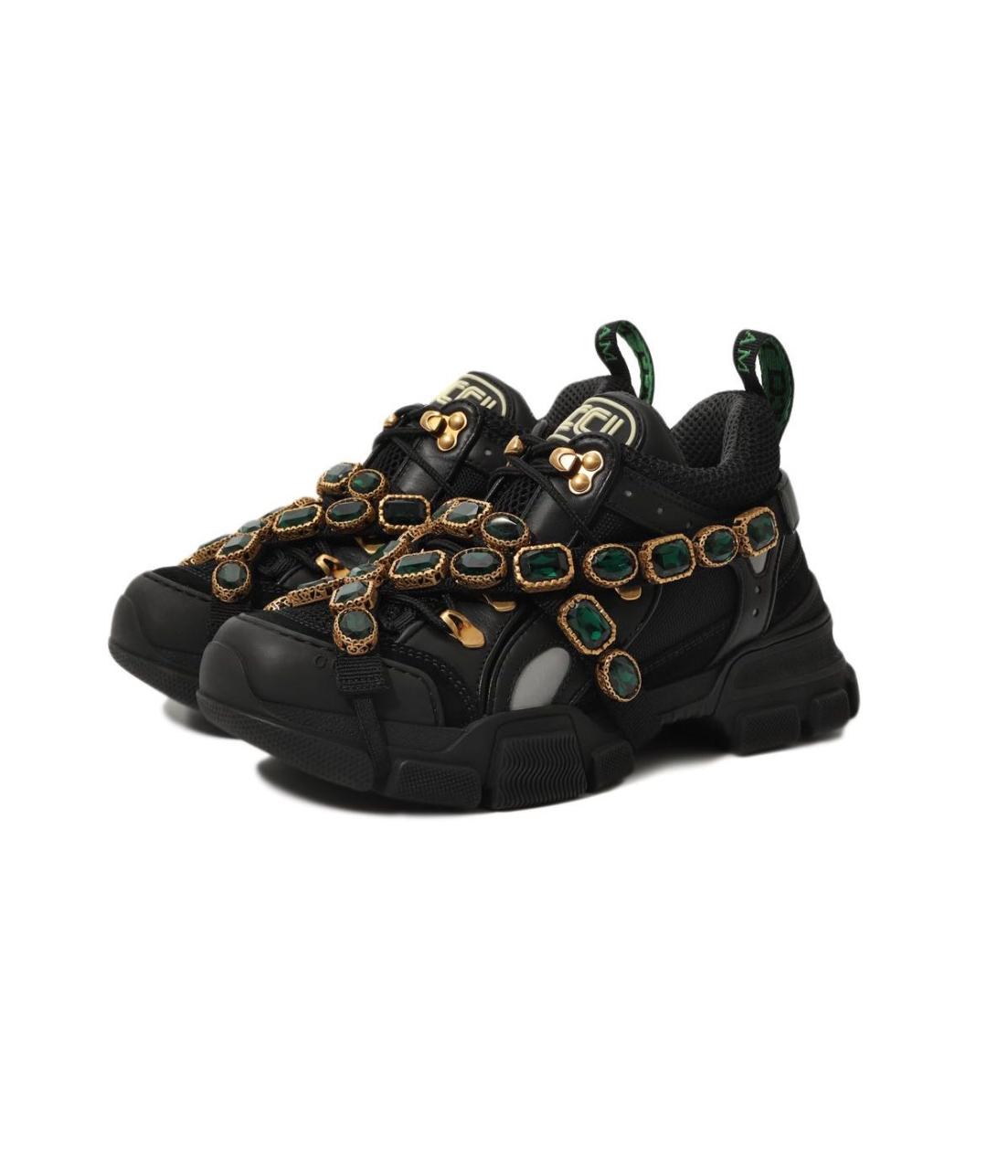 GUCCI Черные кожаные кроссовки, фото 2