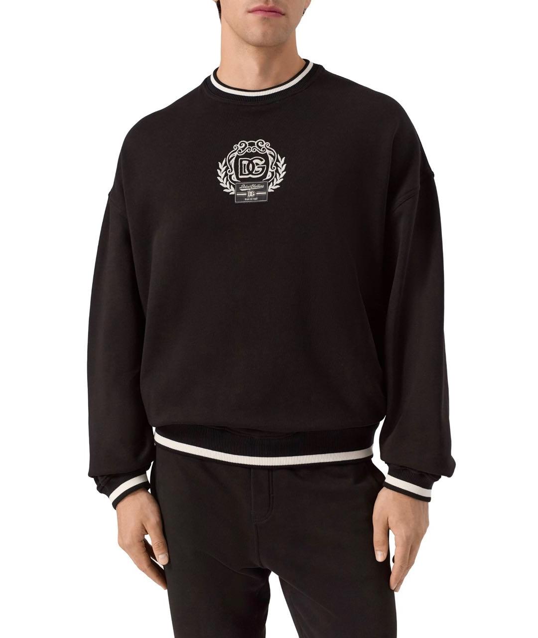 DOLCE&GABBANA Черный хлопковый джемпер / свитер, фото 5