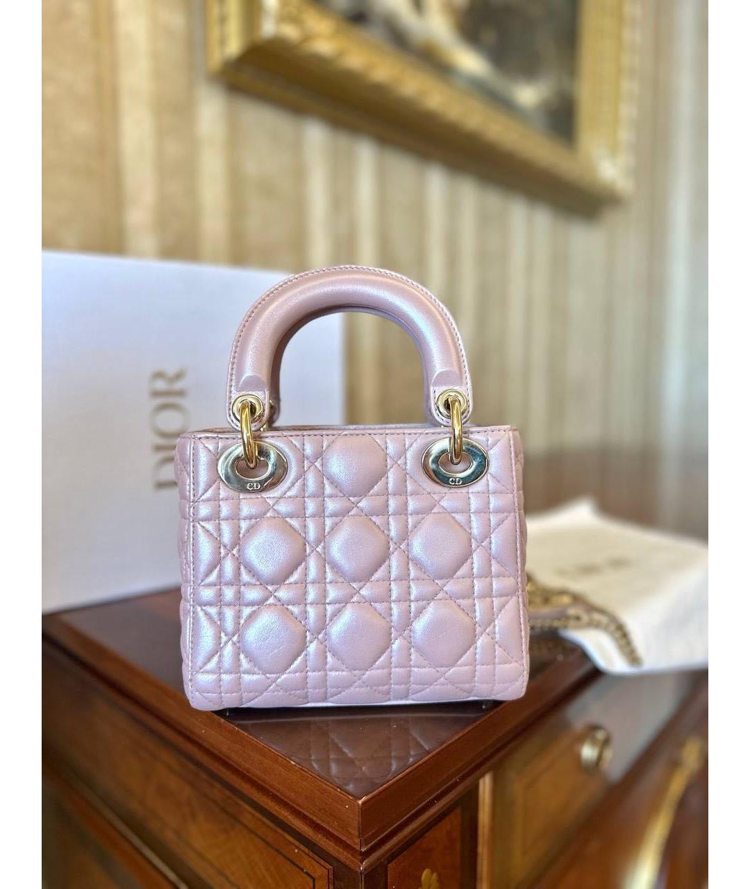 CHRISTIAN DIOR Розовая кожаная сумка с короткими ручками, фото 7