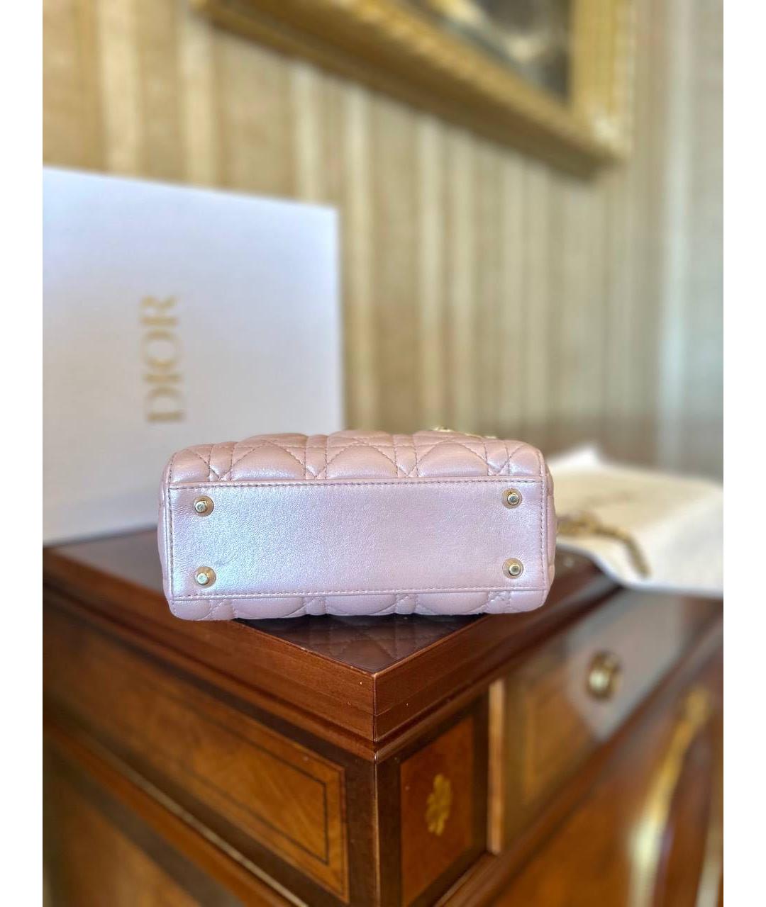 CHRISTIAN DIOR Розовая кожаная сумка с короткими ручками, фото 8