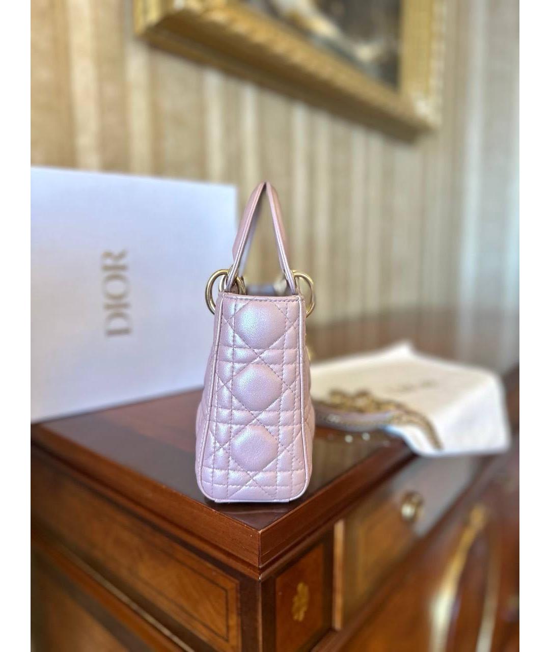 CHRISTIAN DIOR Розовая кожаная сумка с короткими ручками, фото 5