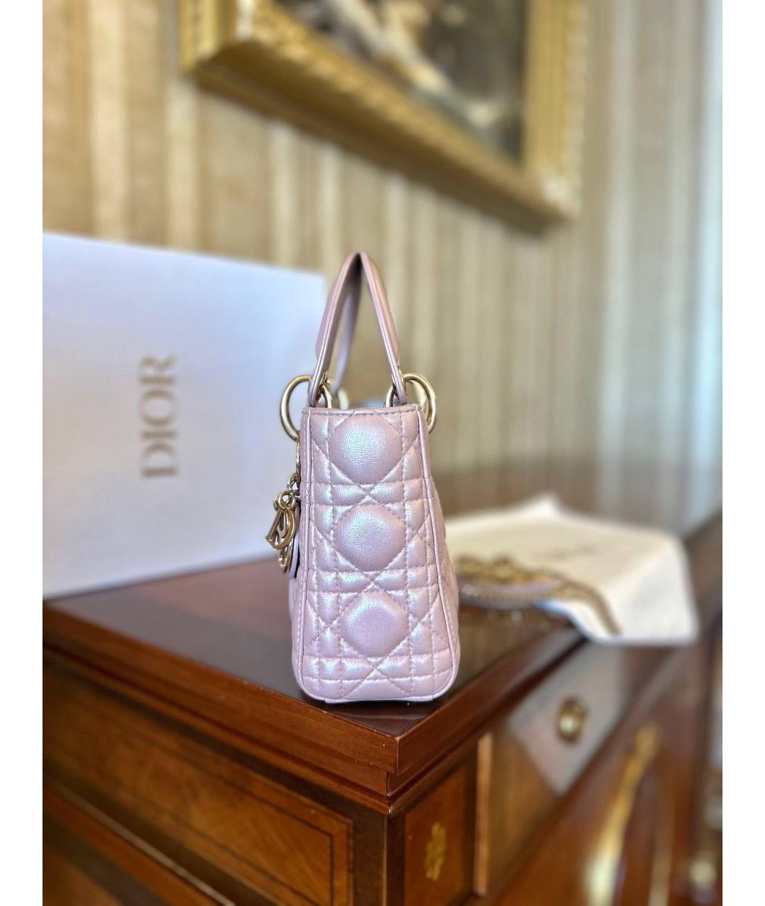 CHRISTIAN DIOR Розовая кожаная сумка с короткими ручками, фото 6