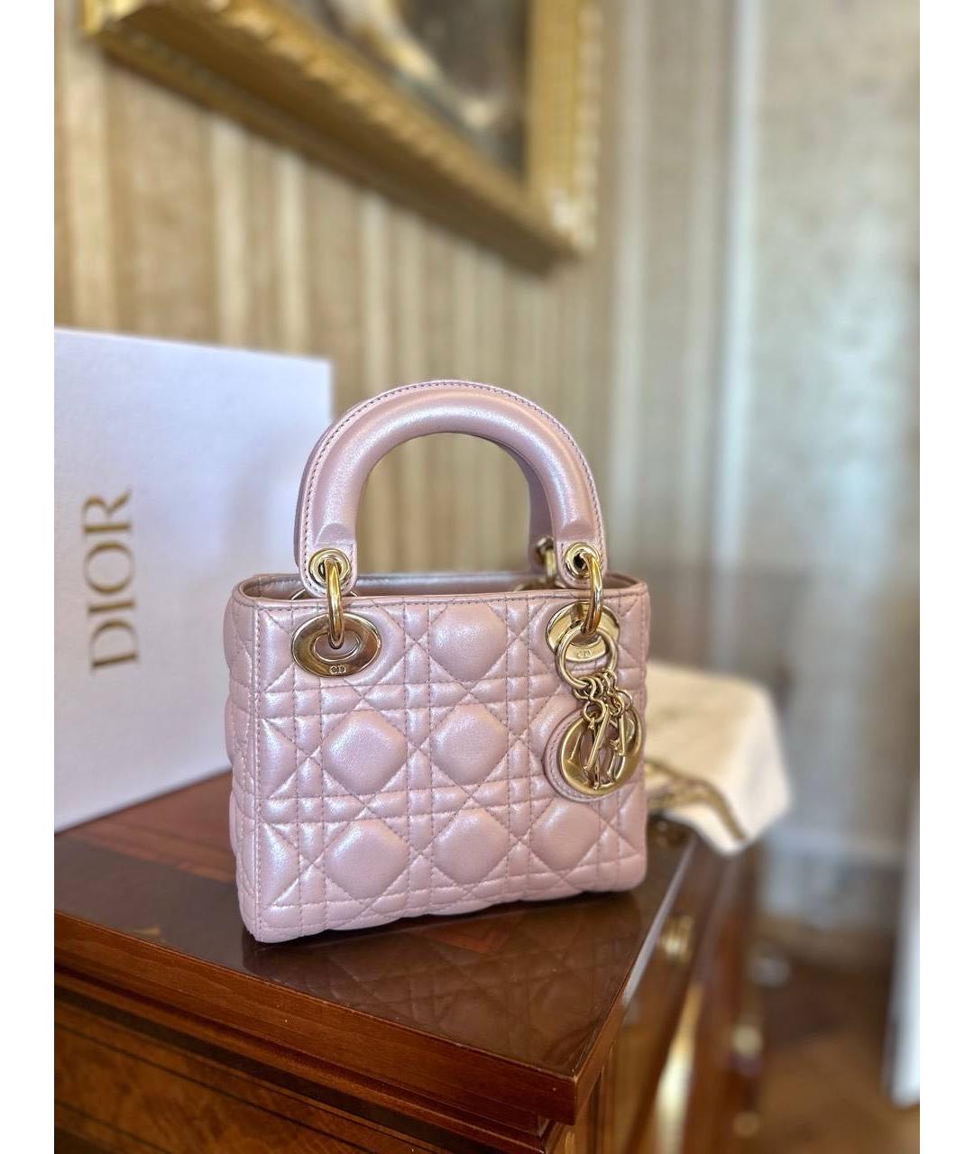 CHRISTIAN DIOR Розовая кожаная сумка с короткими ручками, фото 4