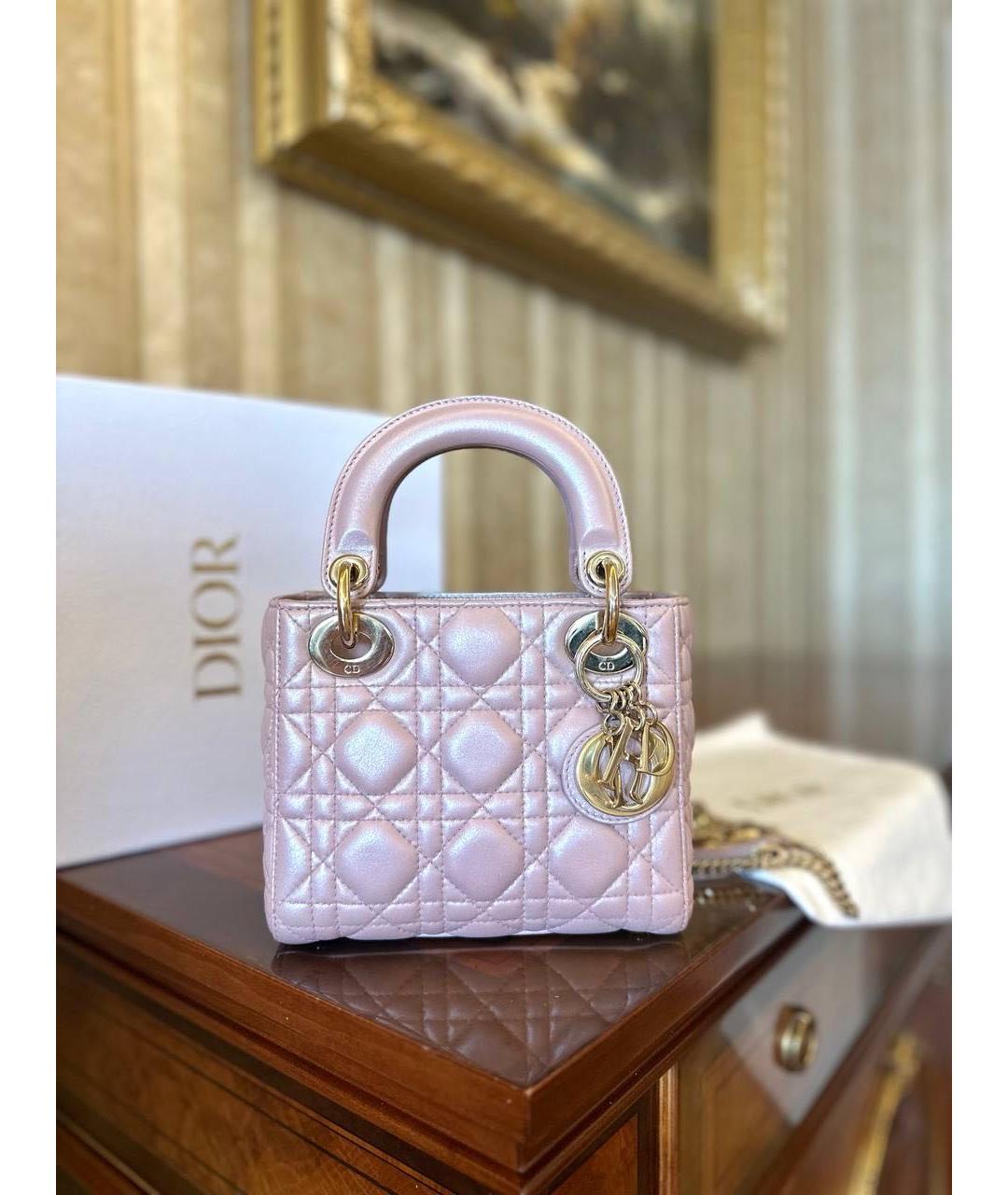 CHRISTIAN DIOR Розовая кожаная сумка с короткими ручками, фото 2