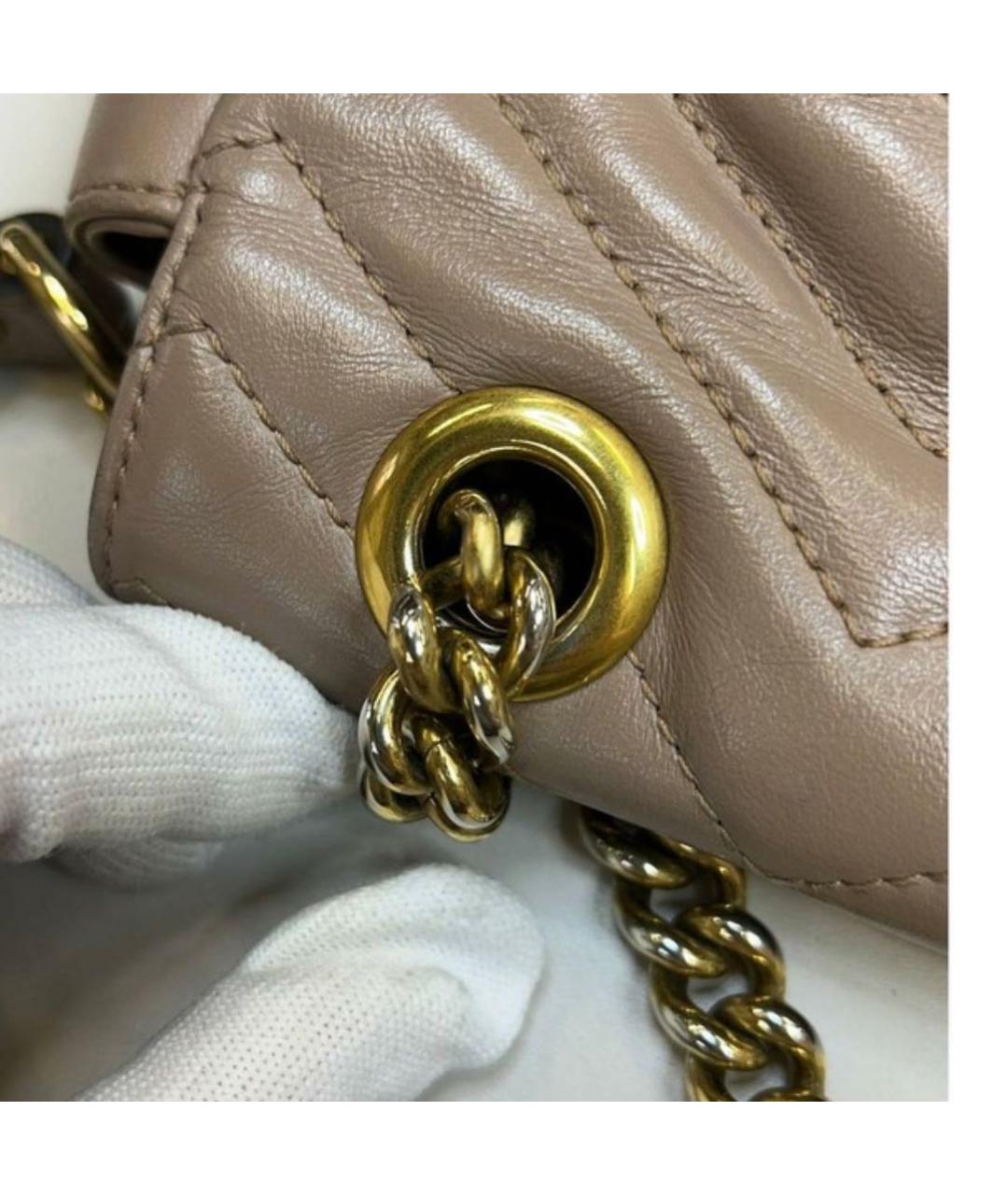 GUCCI Бежевая кожаная сумка через плечо, фото 7