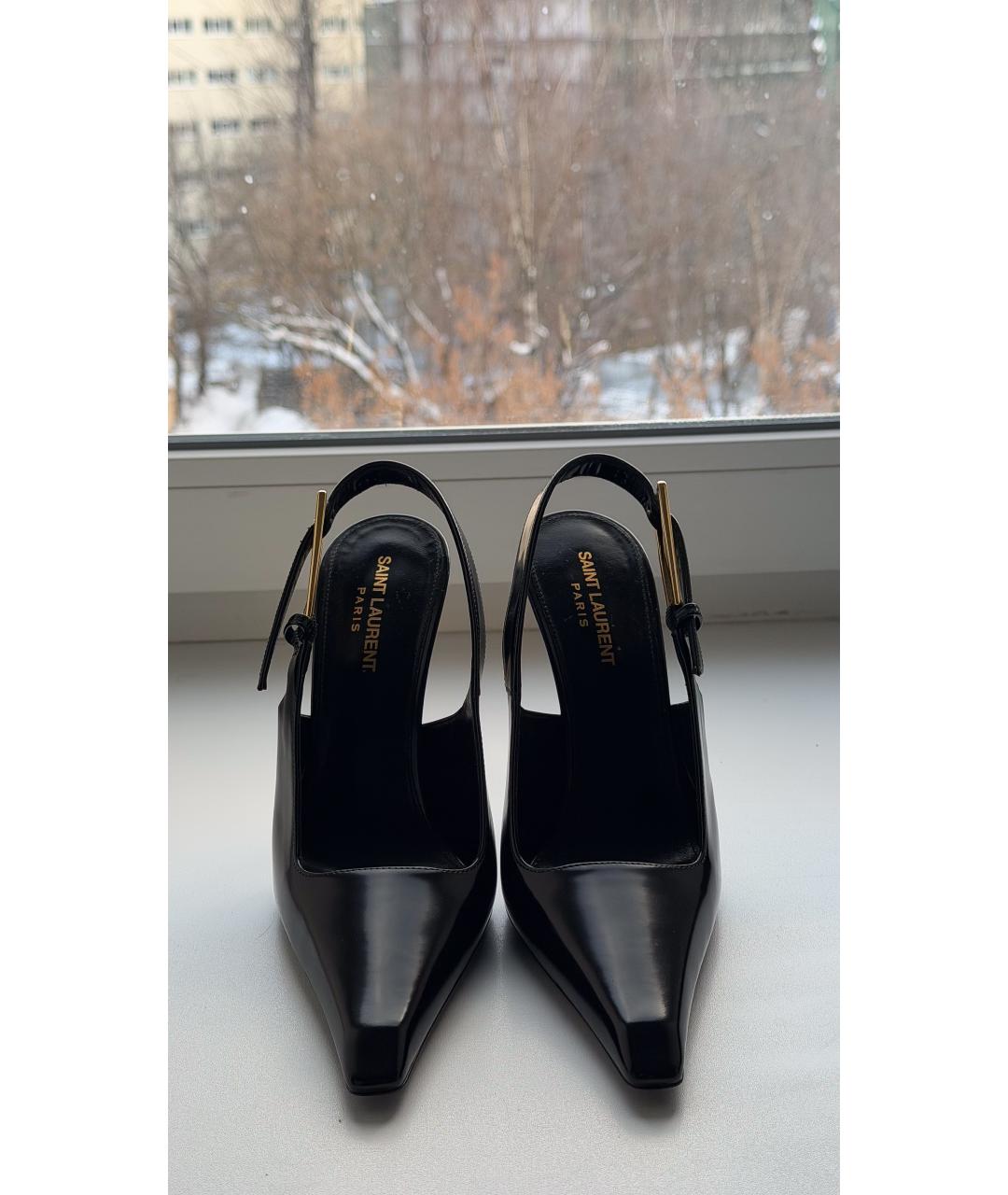 SAINT LAURENT Черные кожаные туфли, фото 2