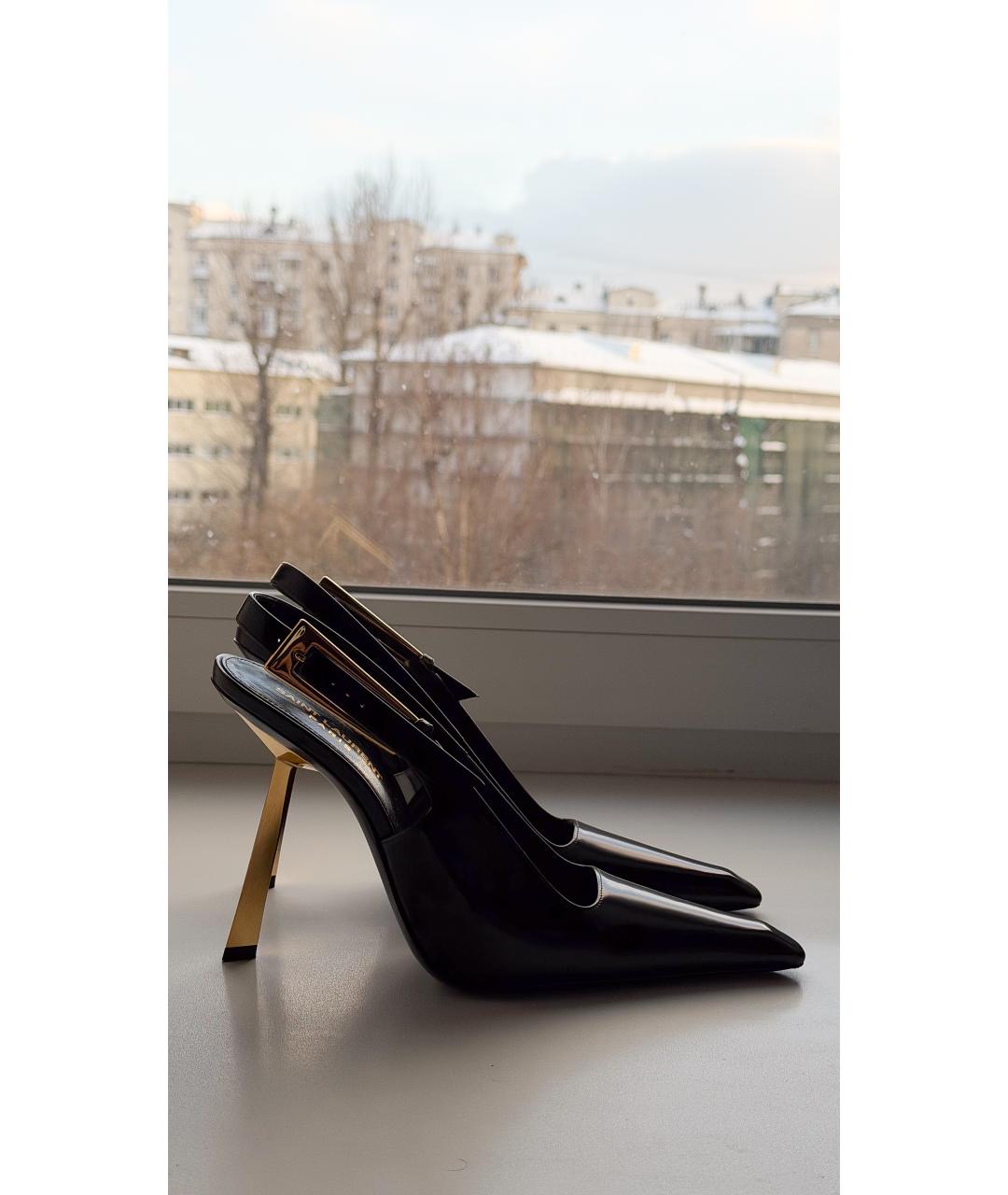 SAINT LAURENT Черные кожаные туфли, фото 10