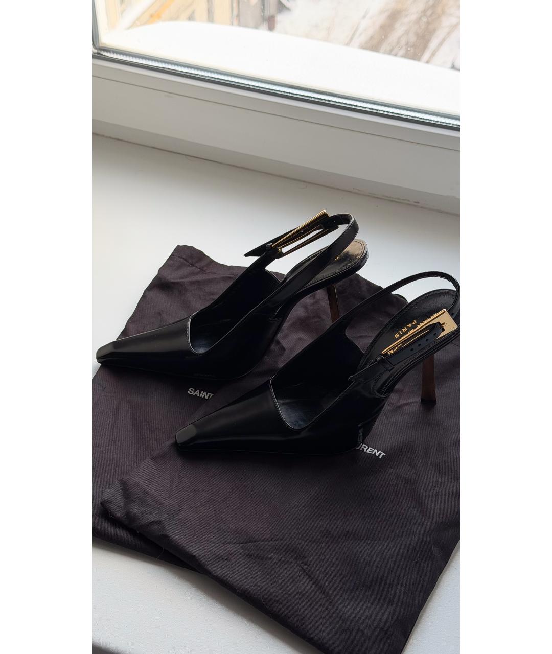 SAINT LAURENT Черные кожаные туфли, фото 6