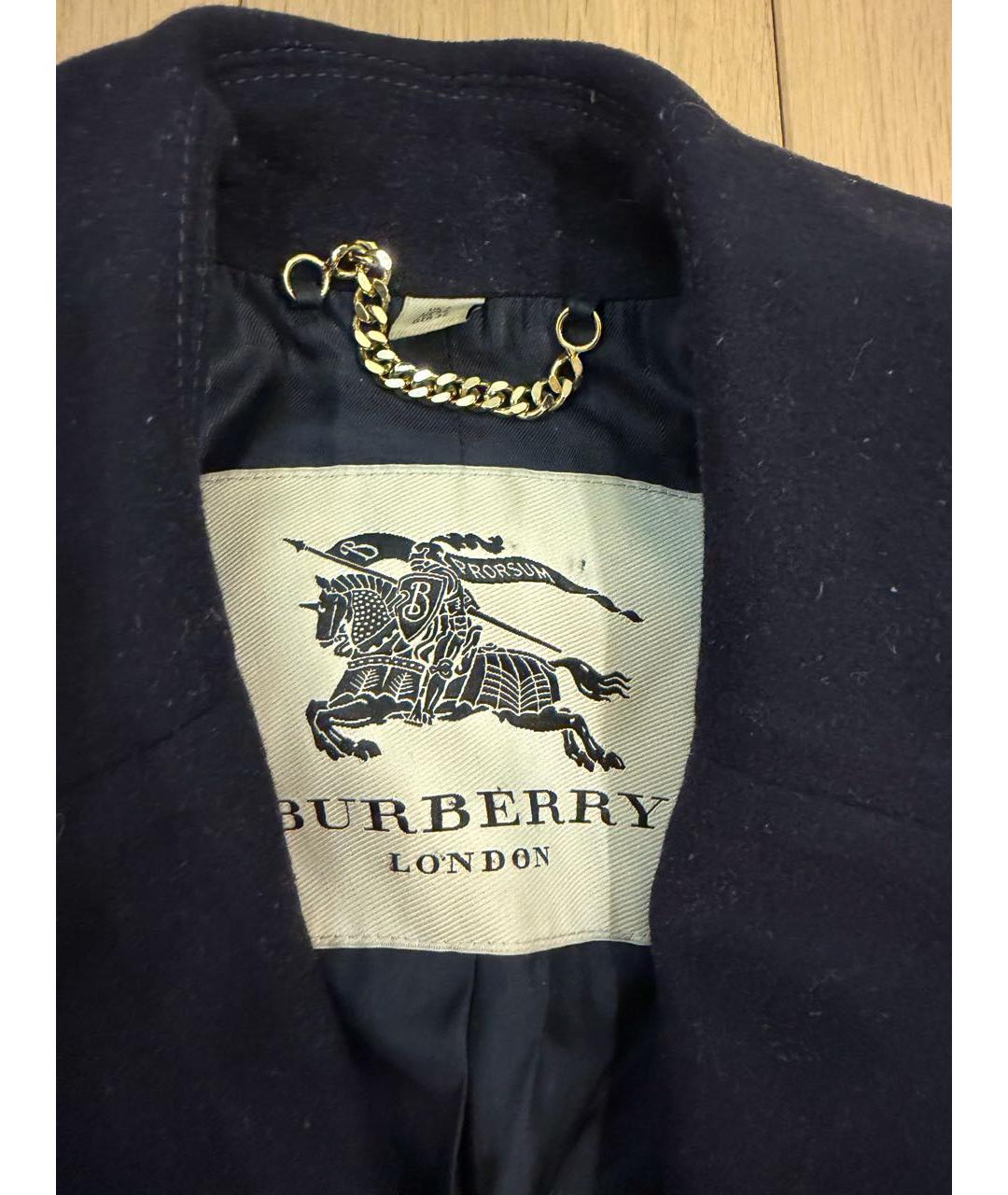 BURBERRY Темно-синее шерстяное пальто, фото 3