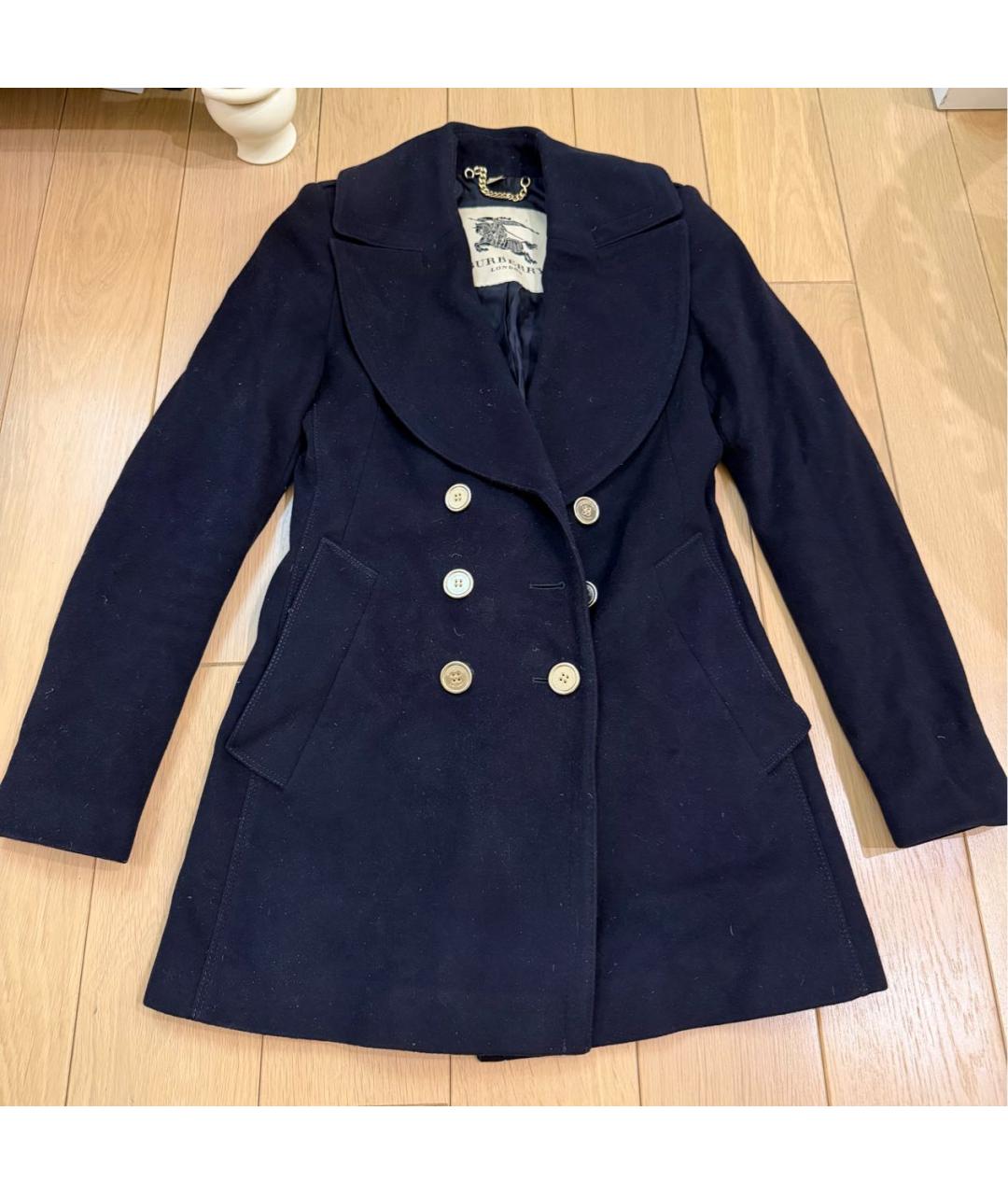 BURBERRY Темно-синее шерстяное пальто, фото 5