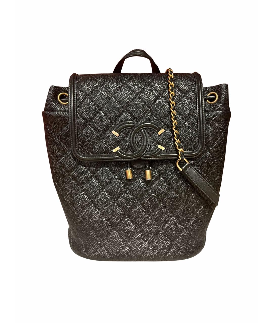 CHANEL Черный кожаный рюкзак, фото 1