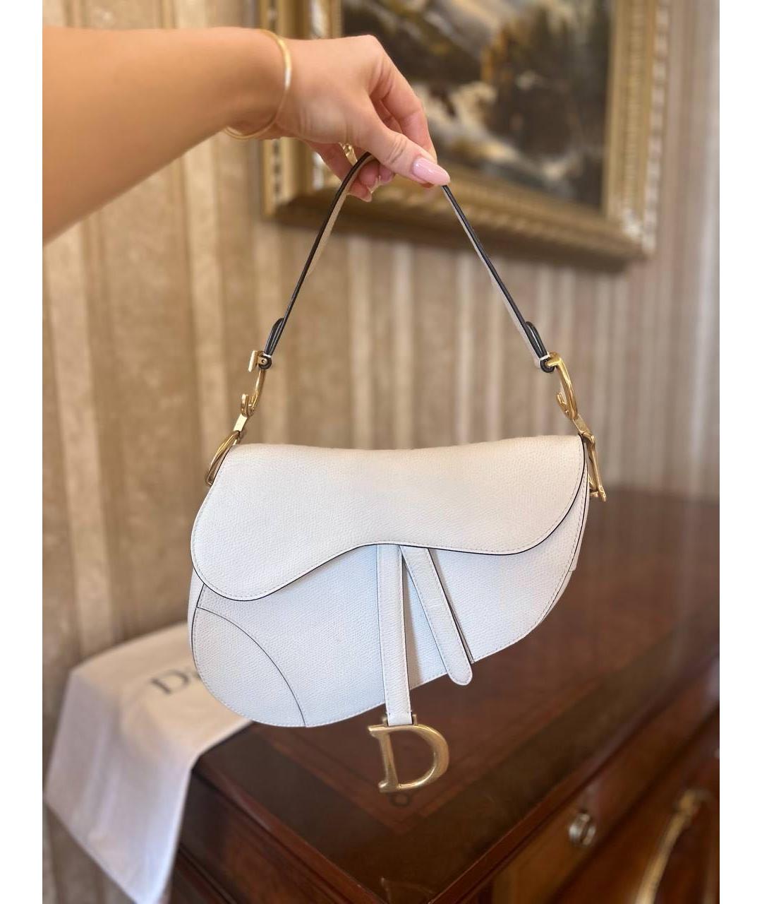 CHRISTIAN DIOR Белая кожаная сумка с короткими ручками, фото 9