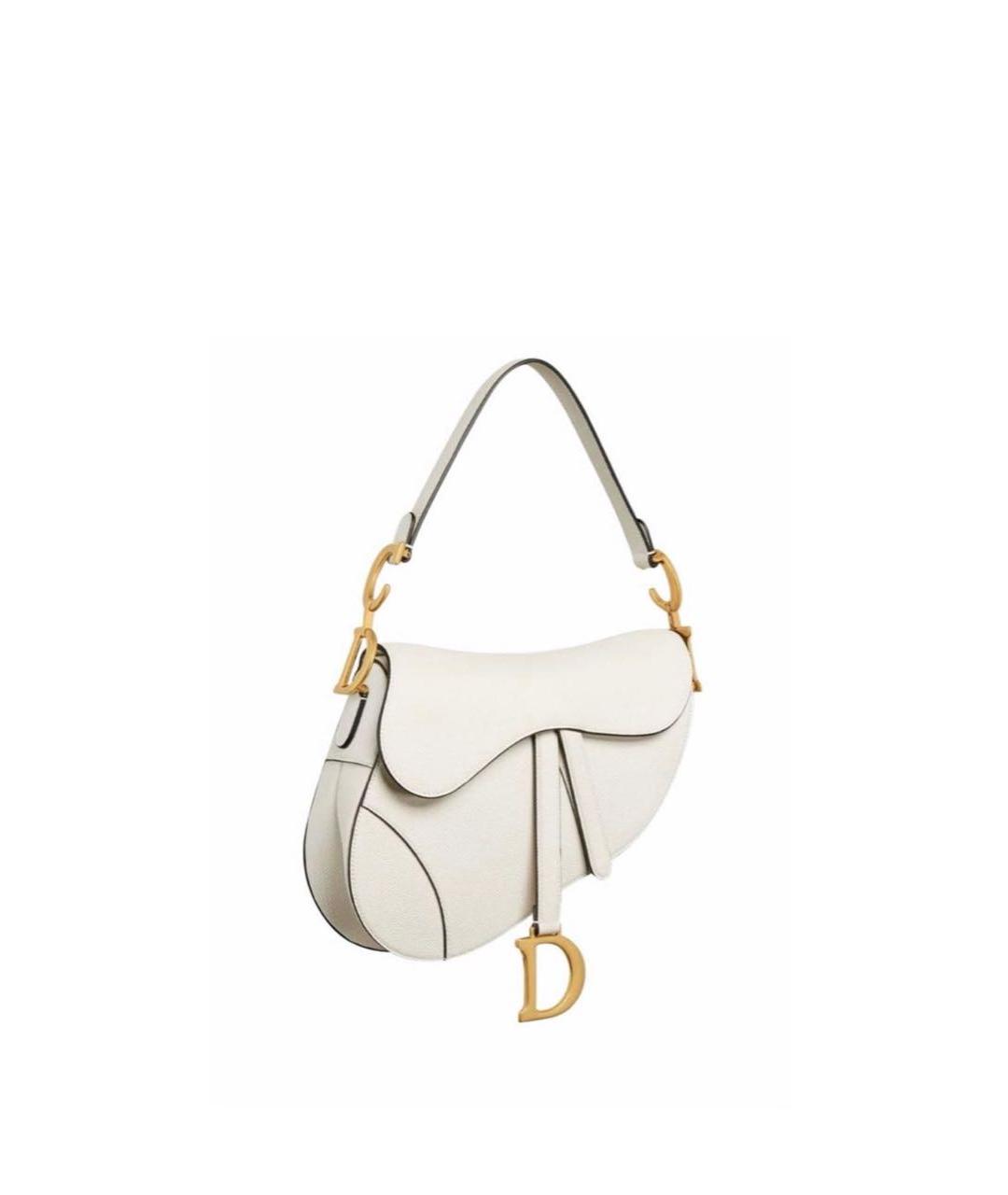 CHRISTIAN DIOR Белая кожаная сумка с короткими ручками, фото 2